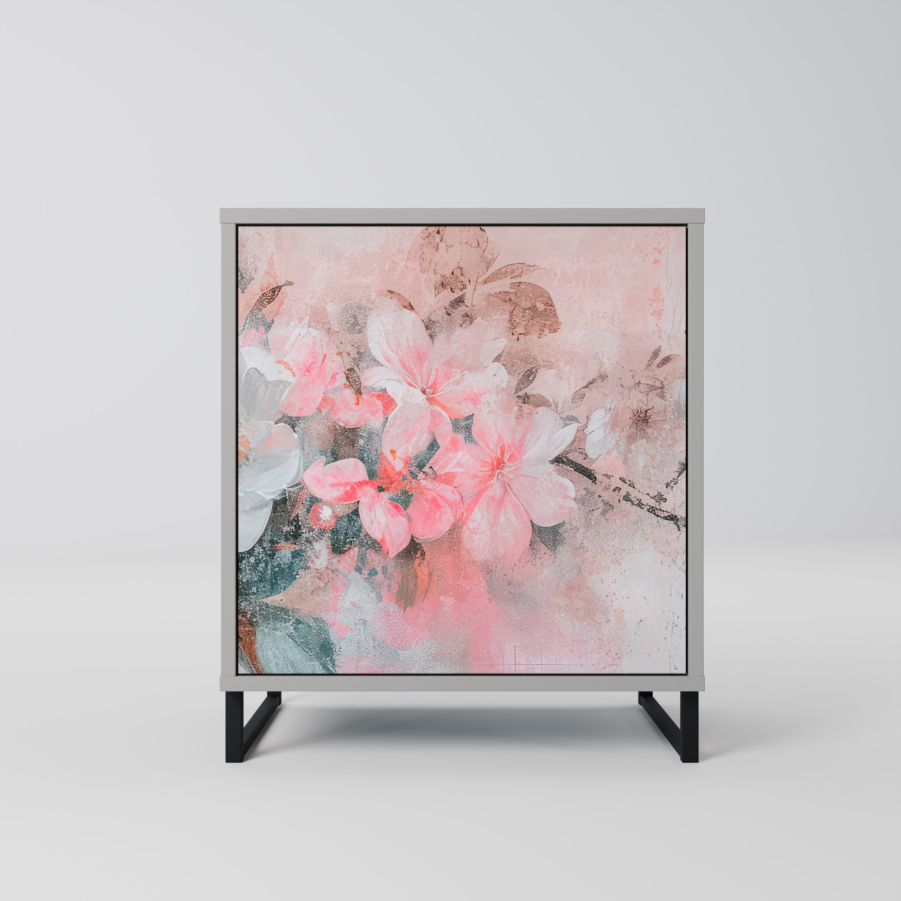 CHERRY BLOSSOM Aparador de 1 Porta em Acabamento Cinzento