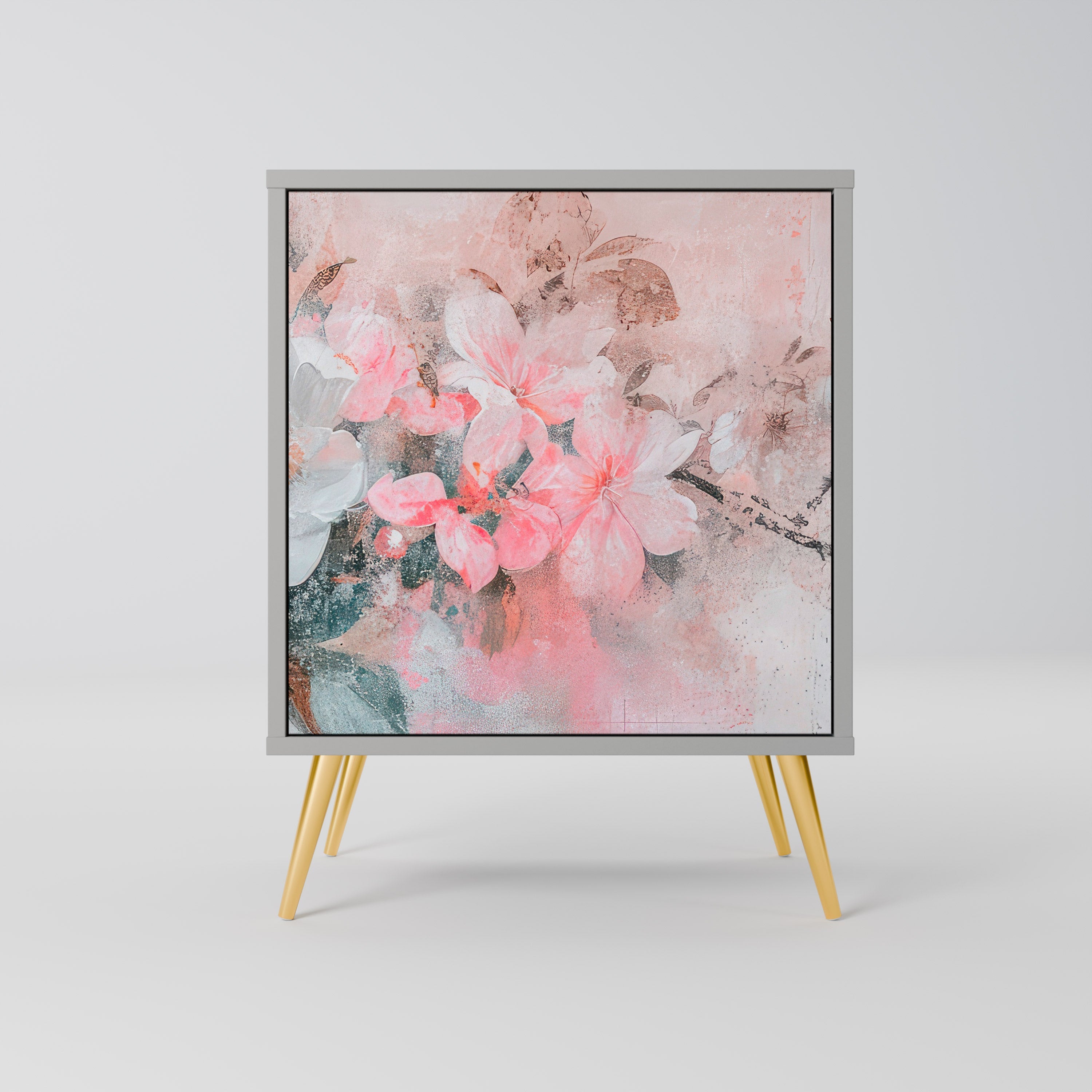 CHERRY BLOSSOM Aparador de 1 Porta em Acabamento Cinzento