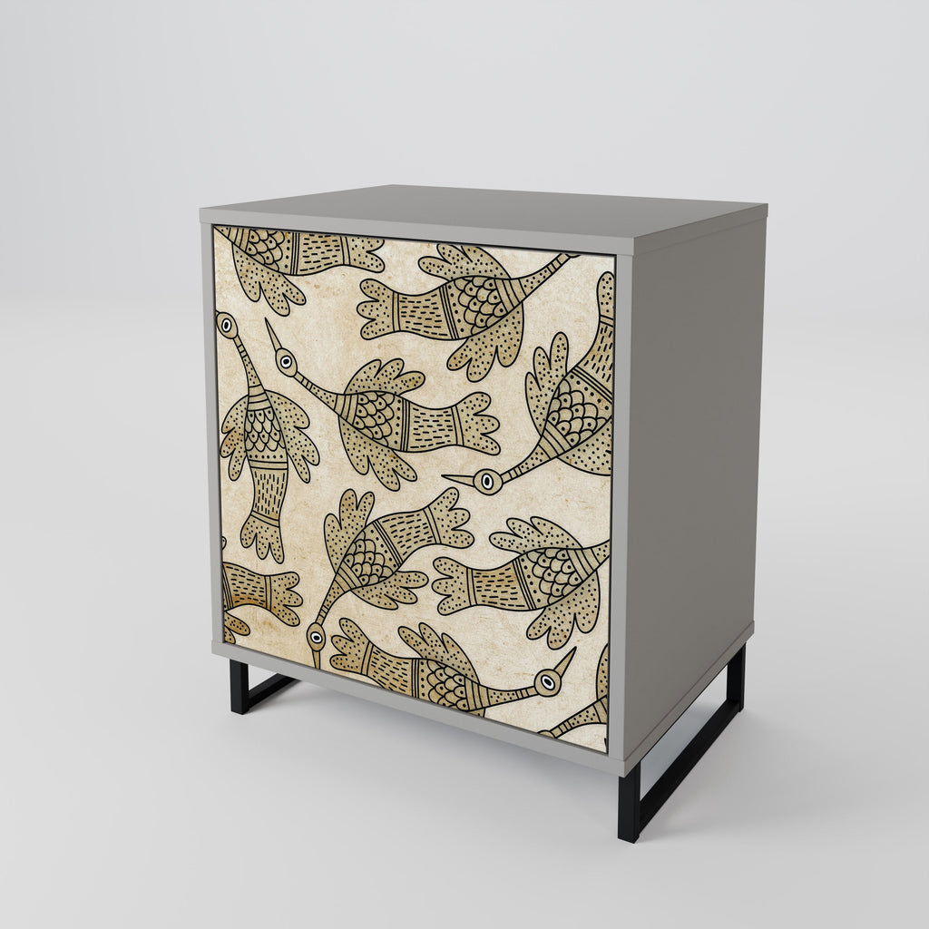 ALMONDINE SONGBIRD Aparador de 1 Porta em Acabamento Cinzento