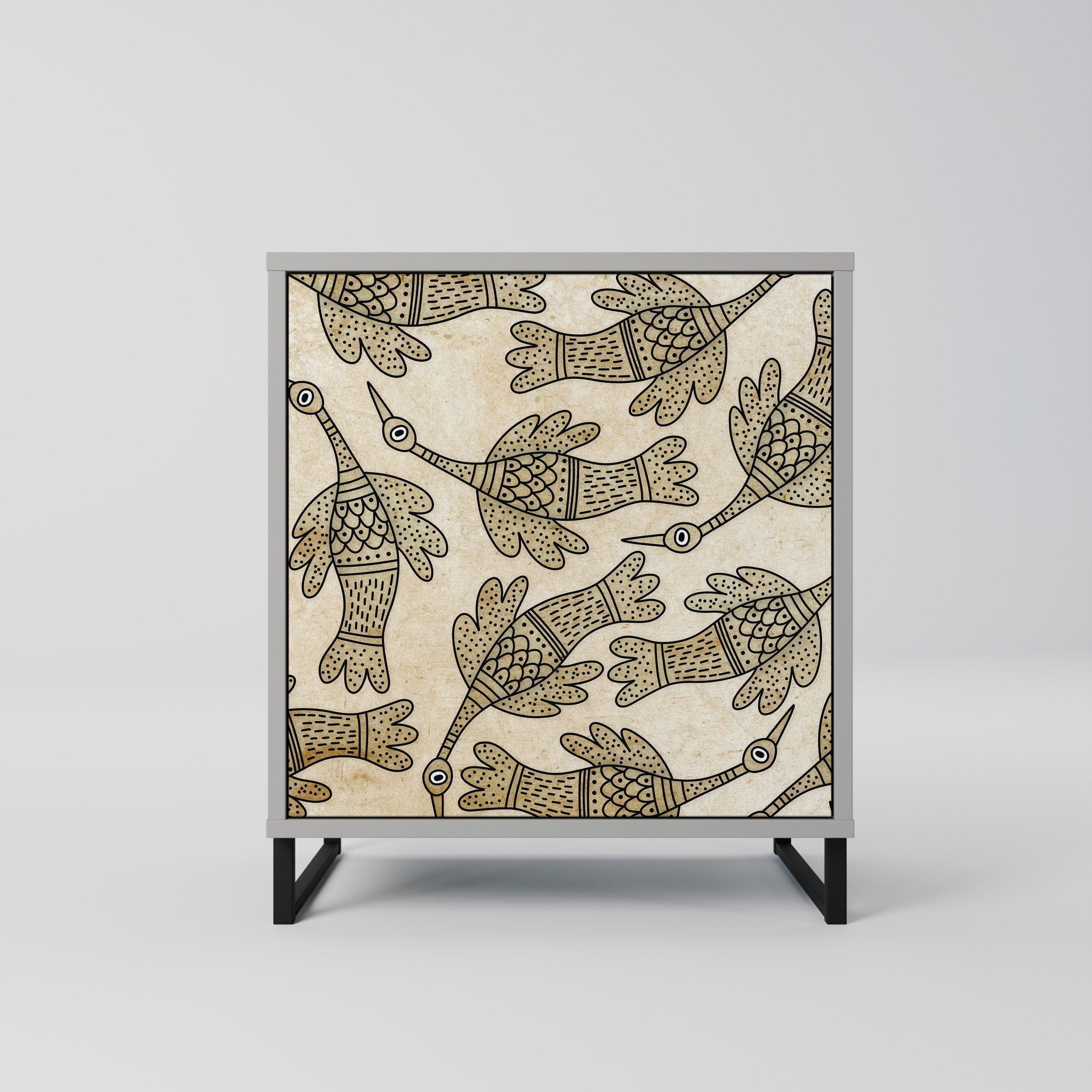 ALMONDINE SONGBIRD Aparador de 1 Porta em Acabamento Cinzento