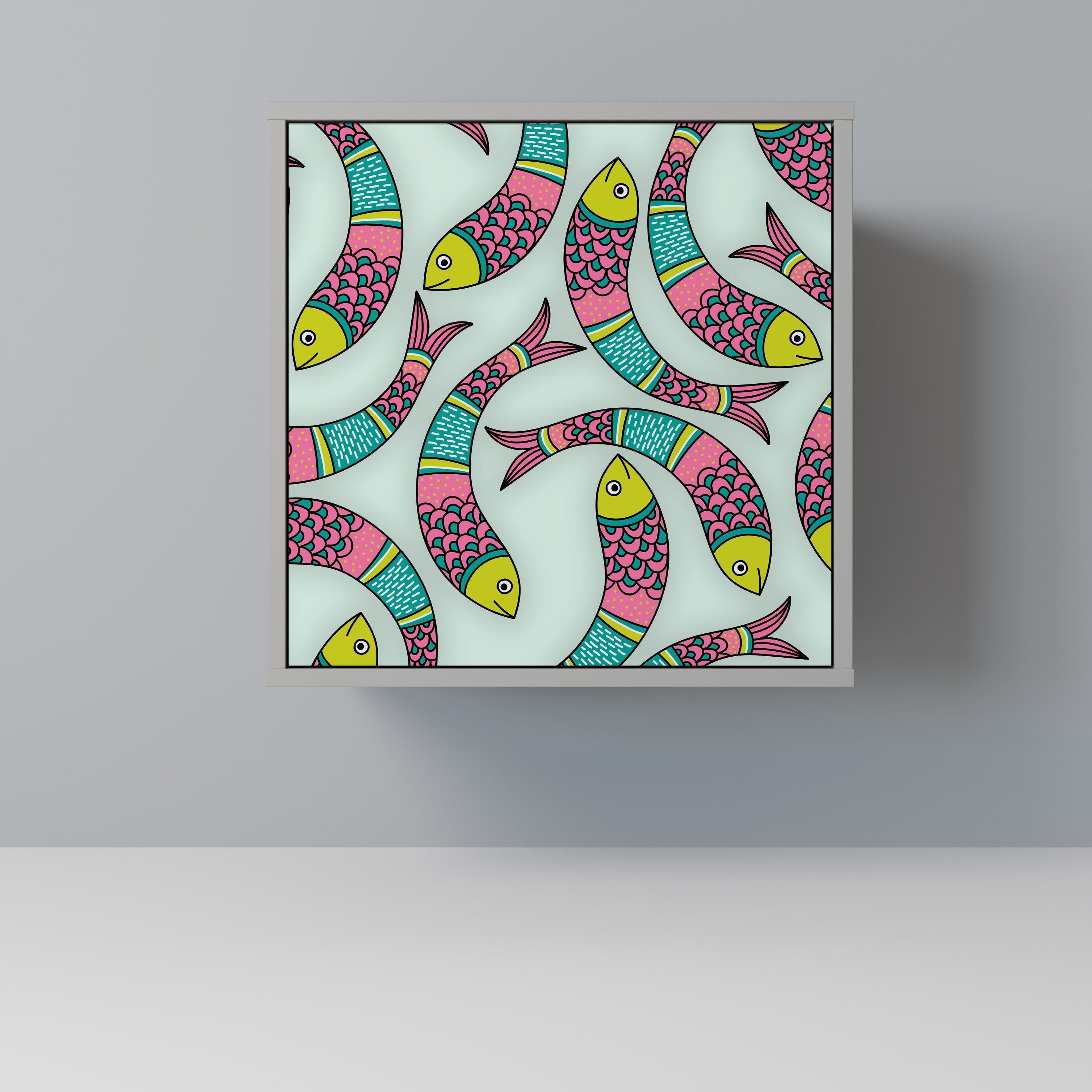 INDIAN FISH Aparador de 1 Porta em Acabamento Cinzento