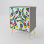 INDIAN FISH Aparador de 1 Porta em Acabamento Cinzento