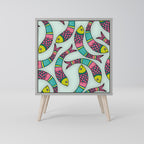 INDIAN FISH Aparador de 1 Porta em Acabamento Cinzento