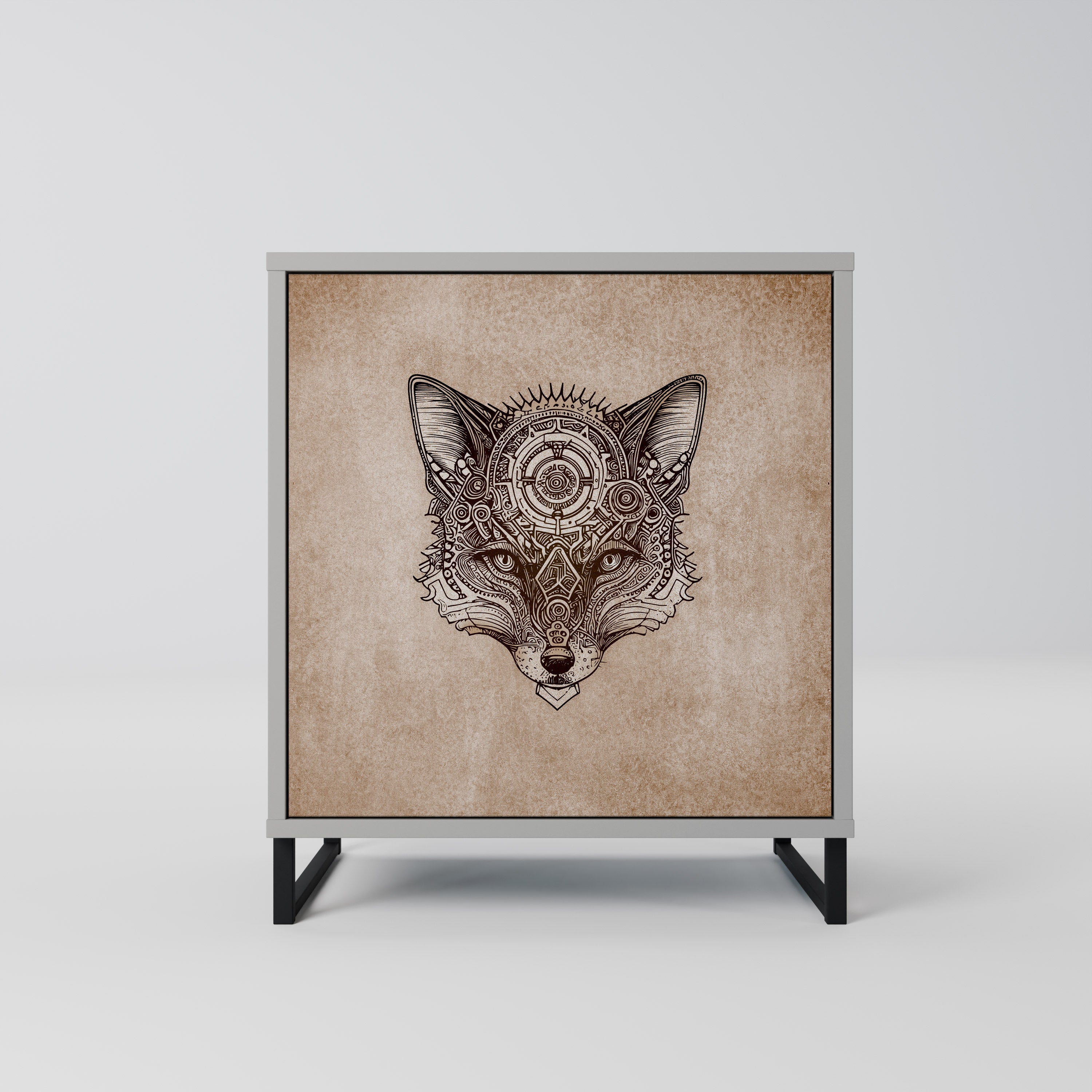 STEAMPUNK CLAN Aparador de 1 Porta em Acabamento Cinzento