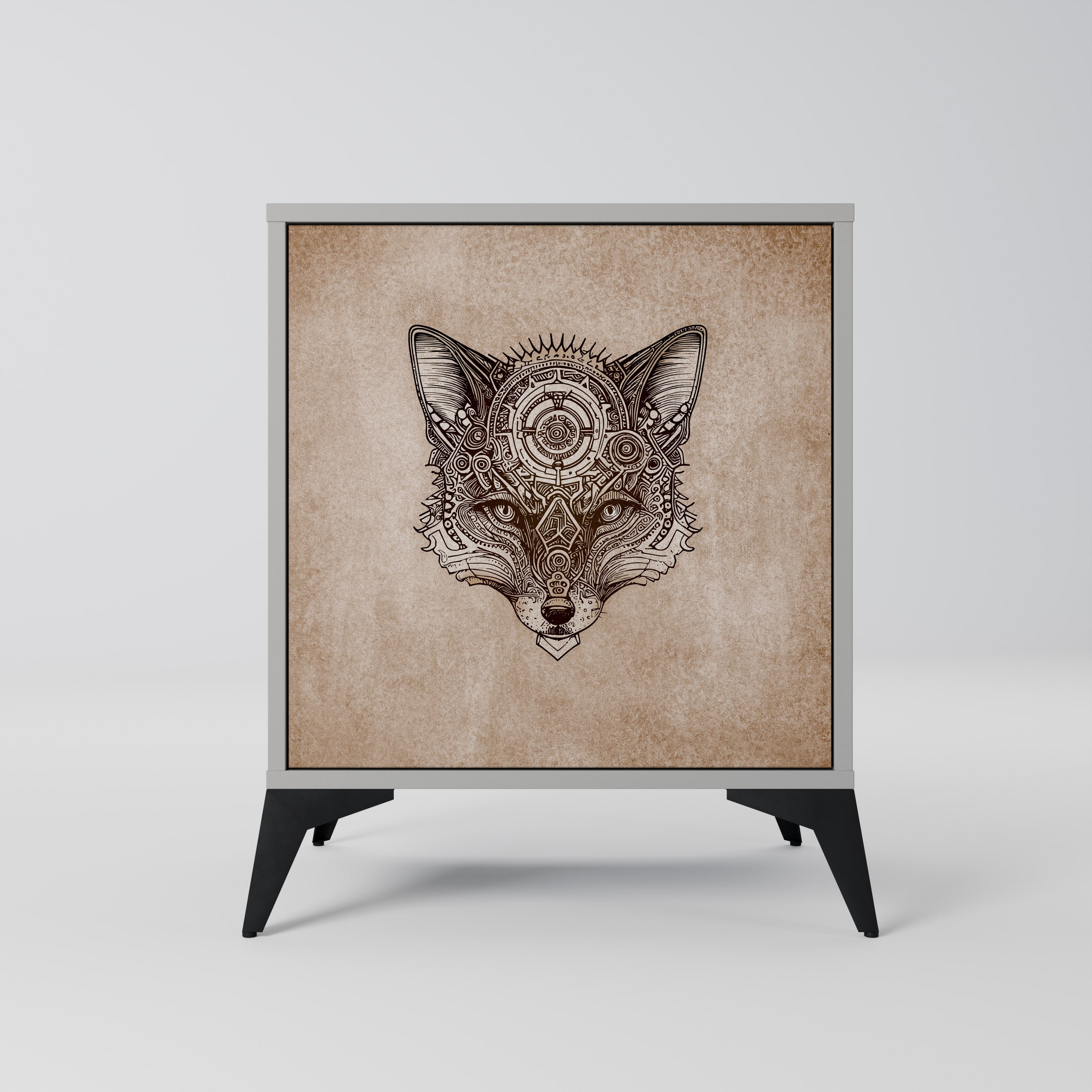 STEAMPUNK CLAN Aparador de 1 Porta em Acabamento Cinzento