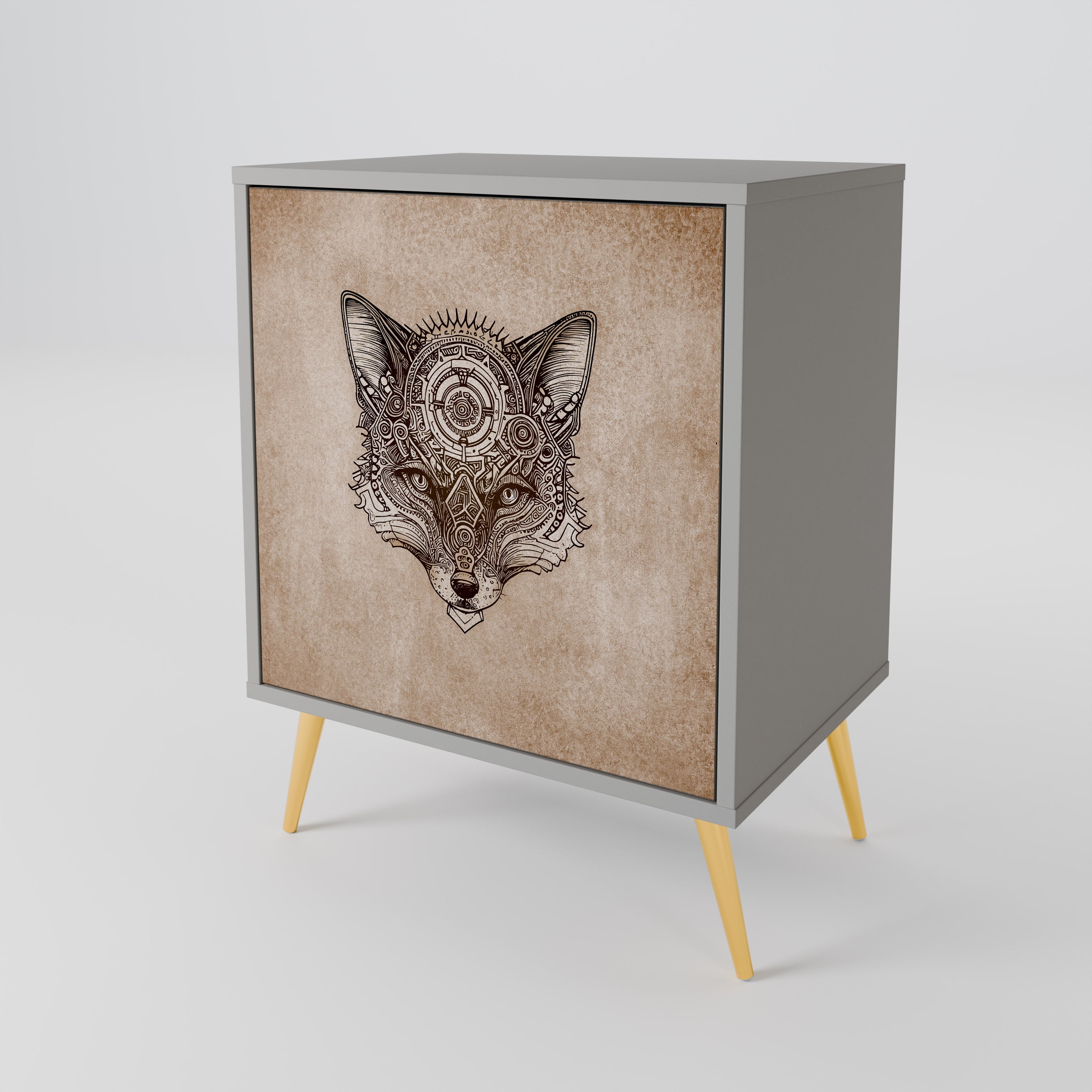 STEAMPUNK CLAN Aparador de 1 Porta em Acabamento Cinzento