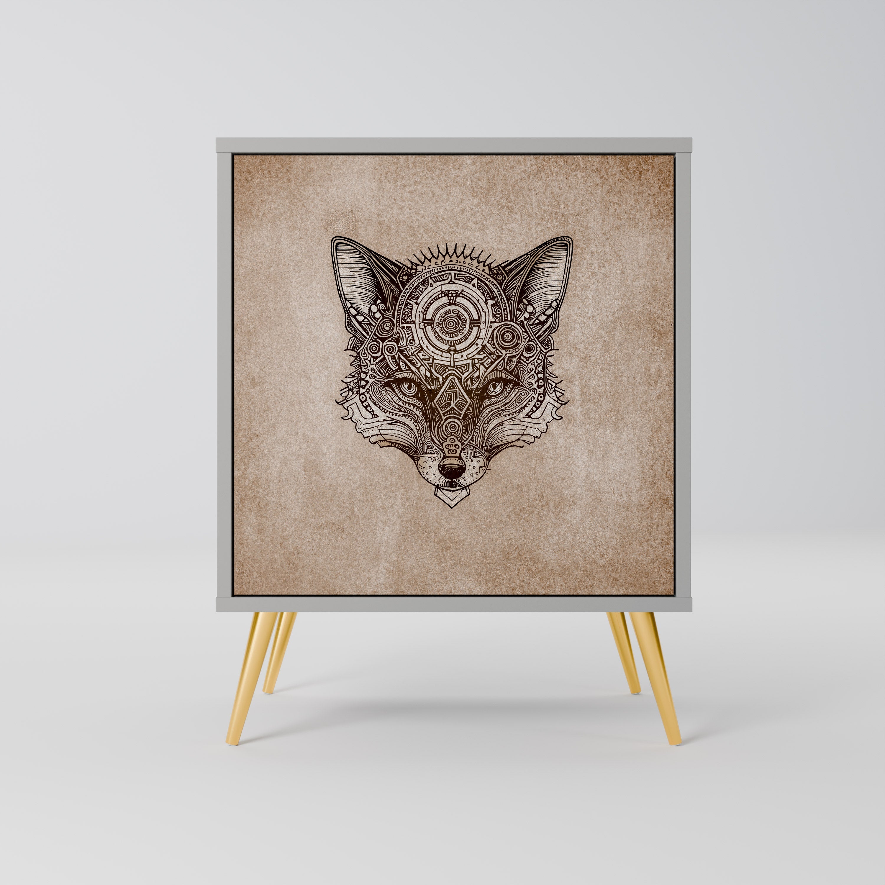 STEAMPUNK CLAN Aparador de 1 Porta em Acabamento Cinzento