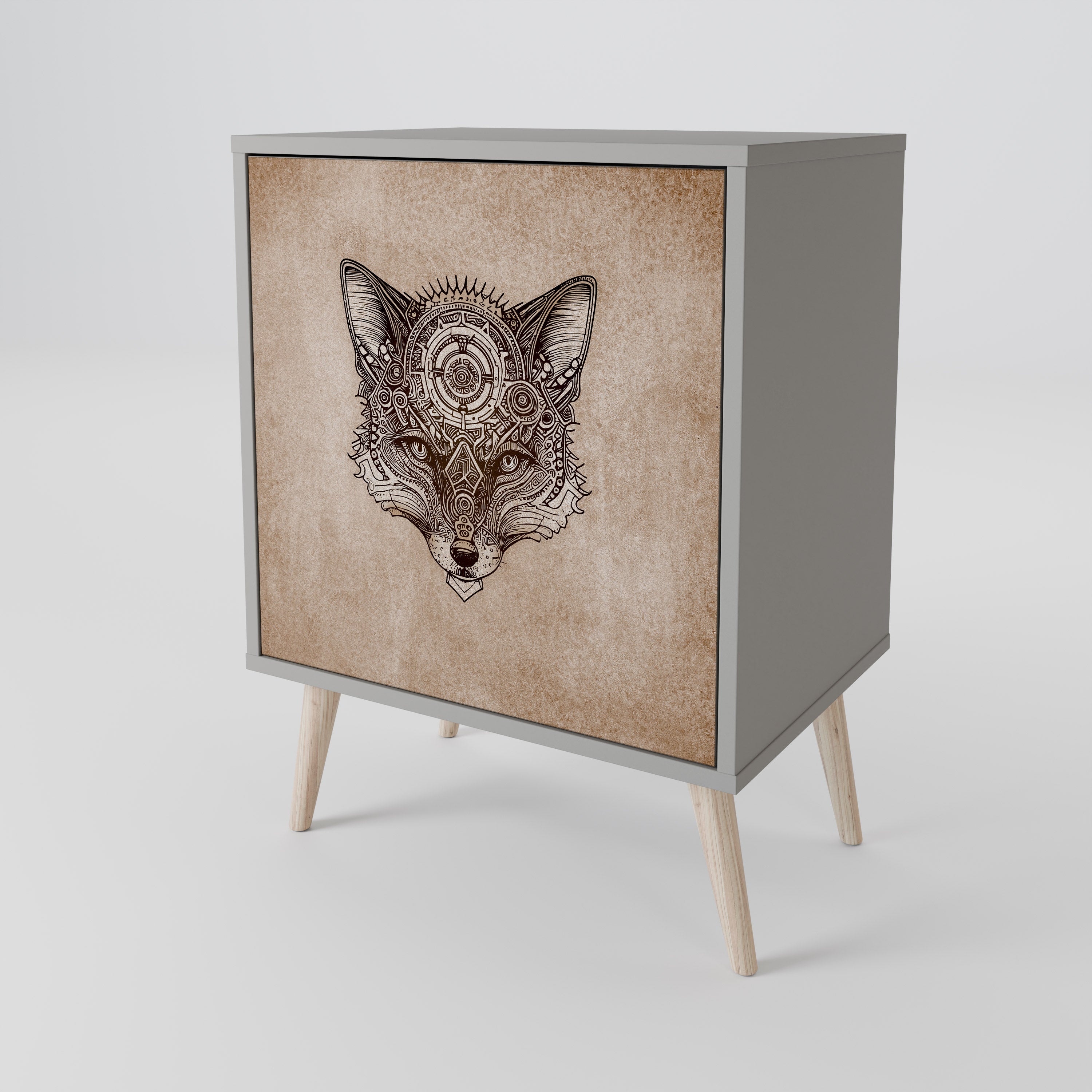 STEAMPUNK CLAN Aparador de 1 Porta em Acabamento Cinzento