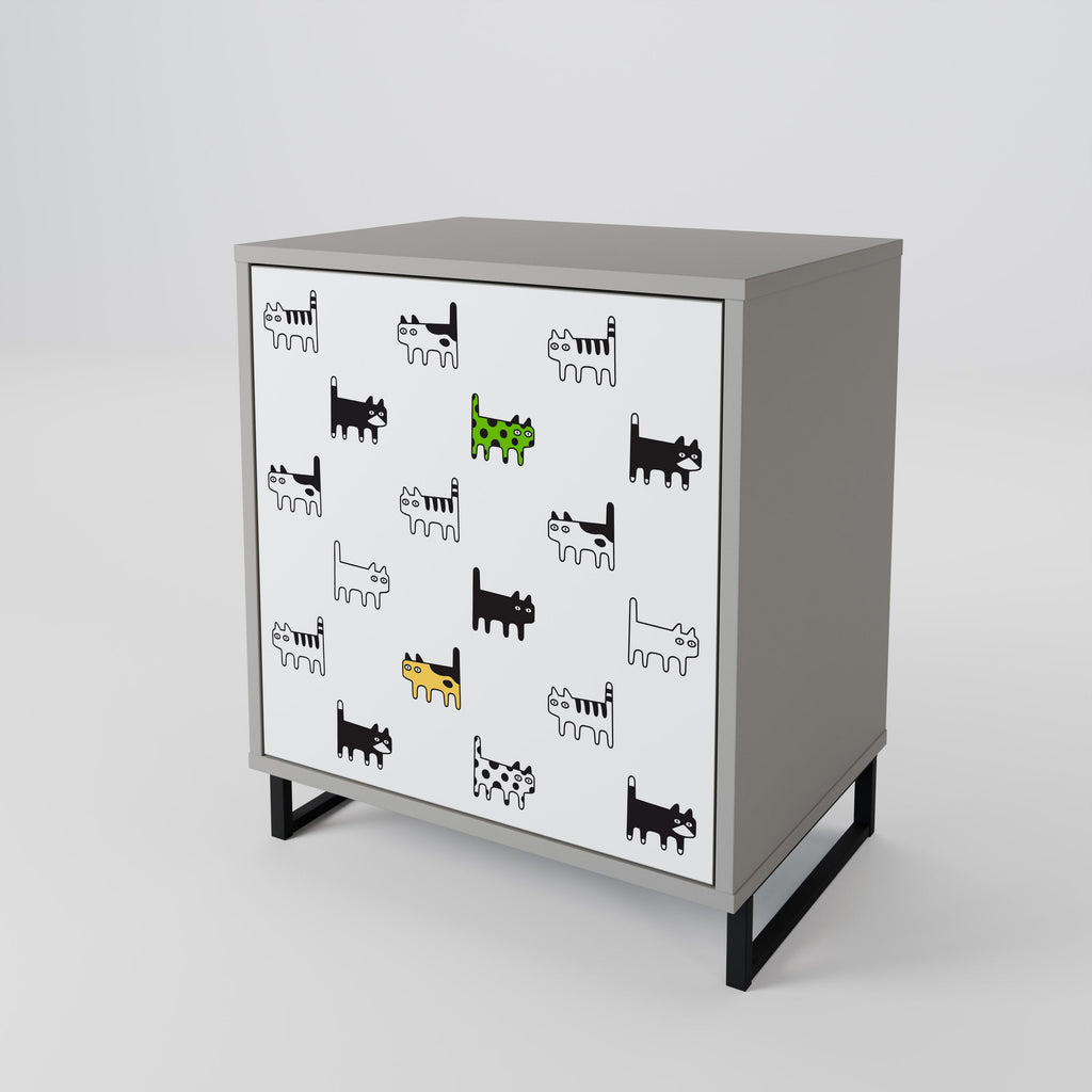 CATS COMPILATION 1-Door Sideboard in Grey Finish
