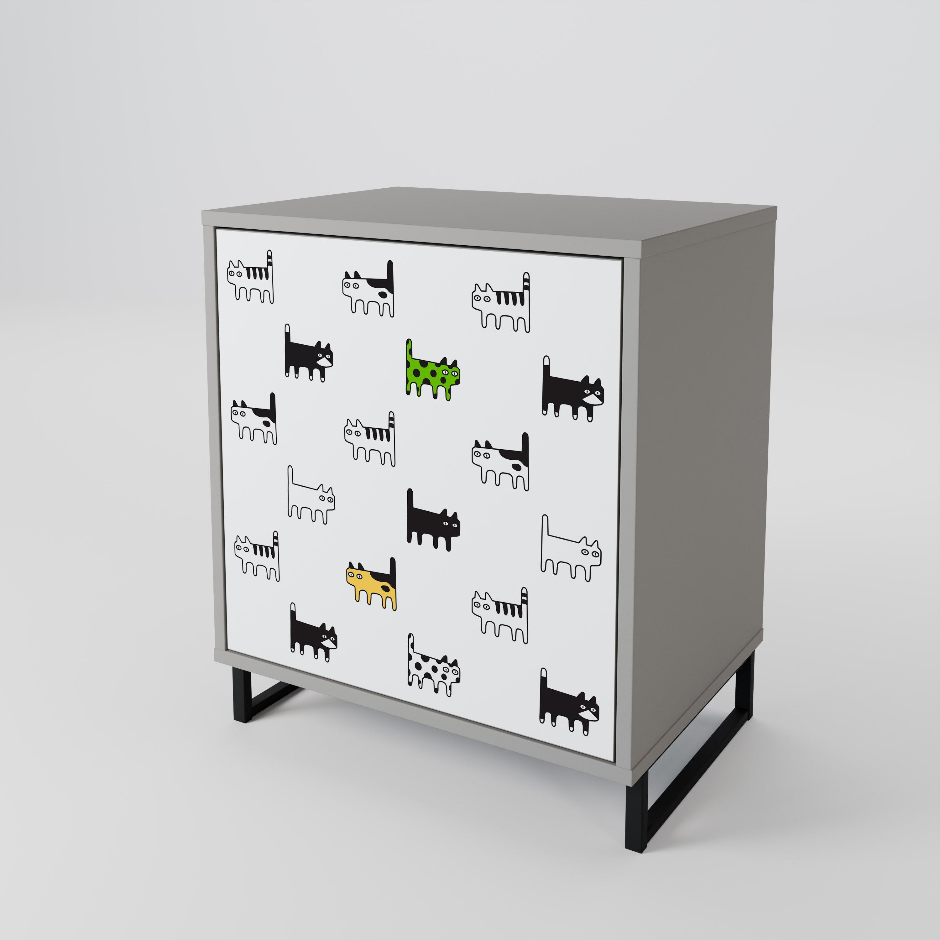 CATS COMPILATION 1-Door Sideboard in Grey Finish