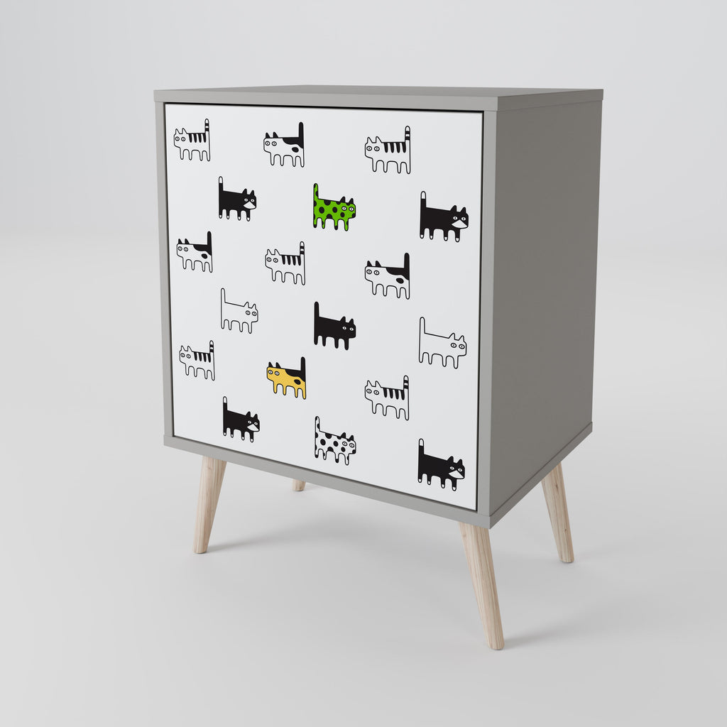 CATS COMPILATION 1-Door Sideboard in Grey Finish