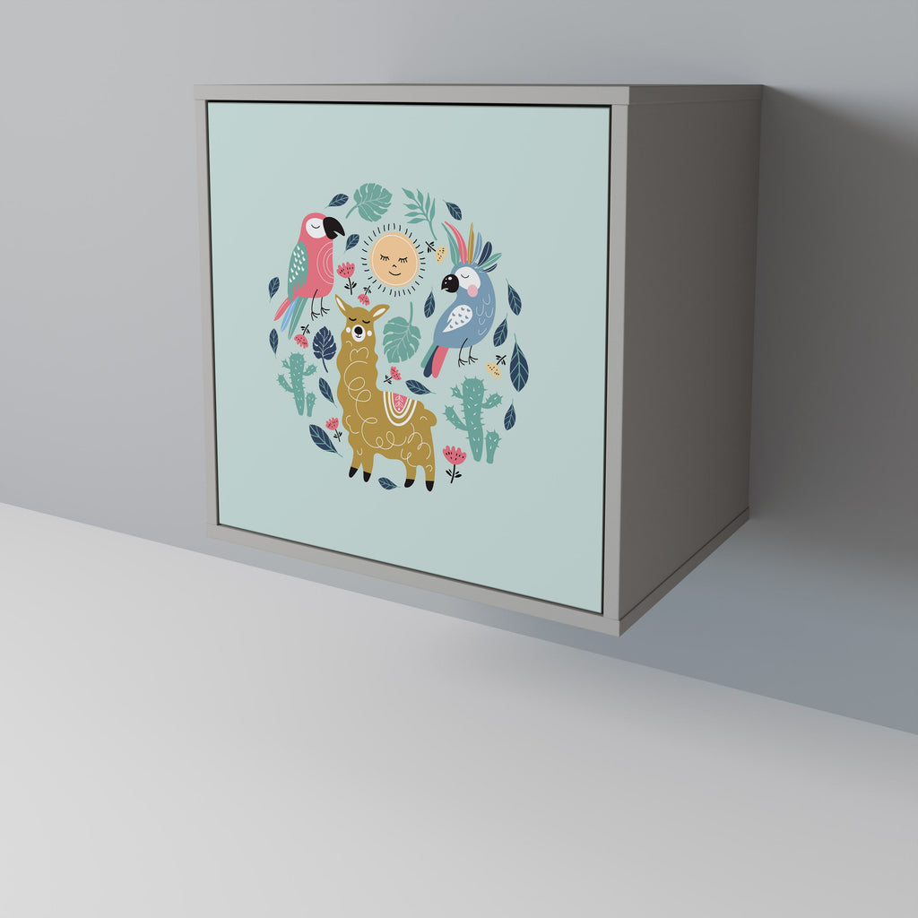 COLORFUL ALPACAS Aparador de 1 Porta em Acabamento Cinzento