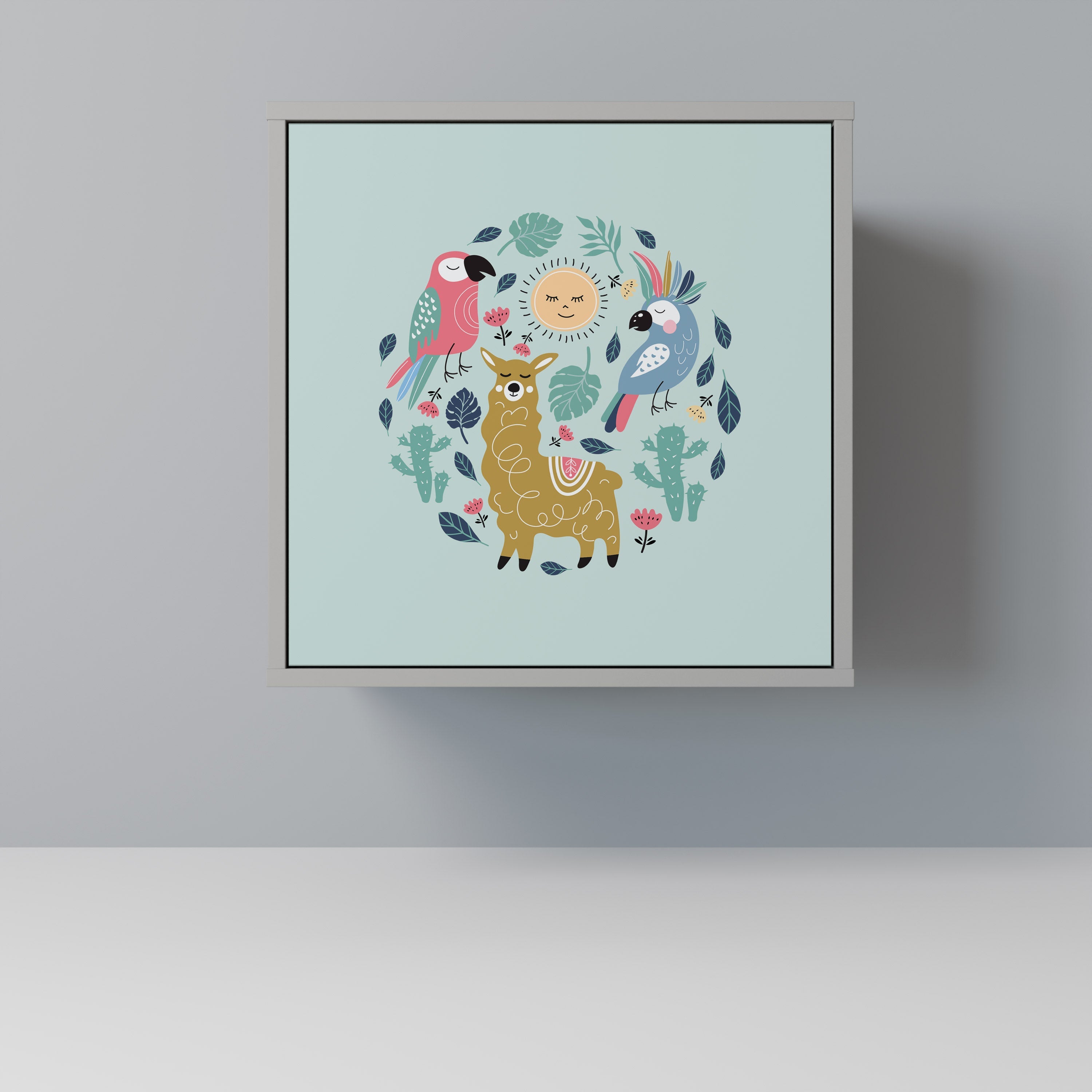 COLORFUL ALPACAS Aparador de 1 Porta em Acabamento Cinzento