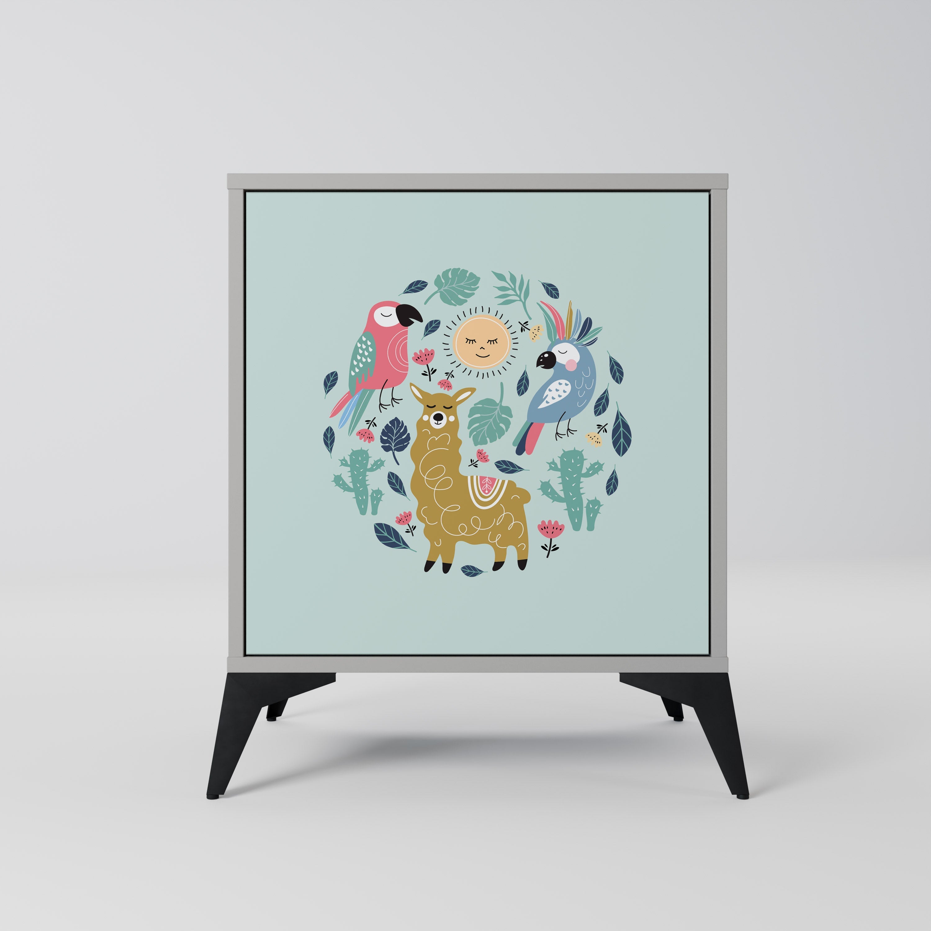 COLORFUL ALPACAS Aparador de 1 Porta em Acabamento Cinzento