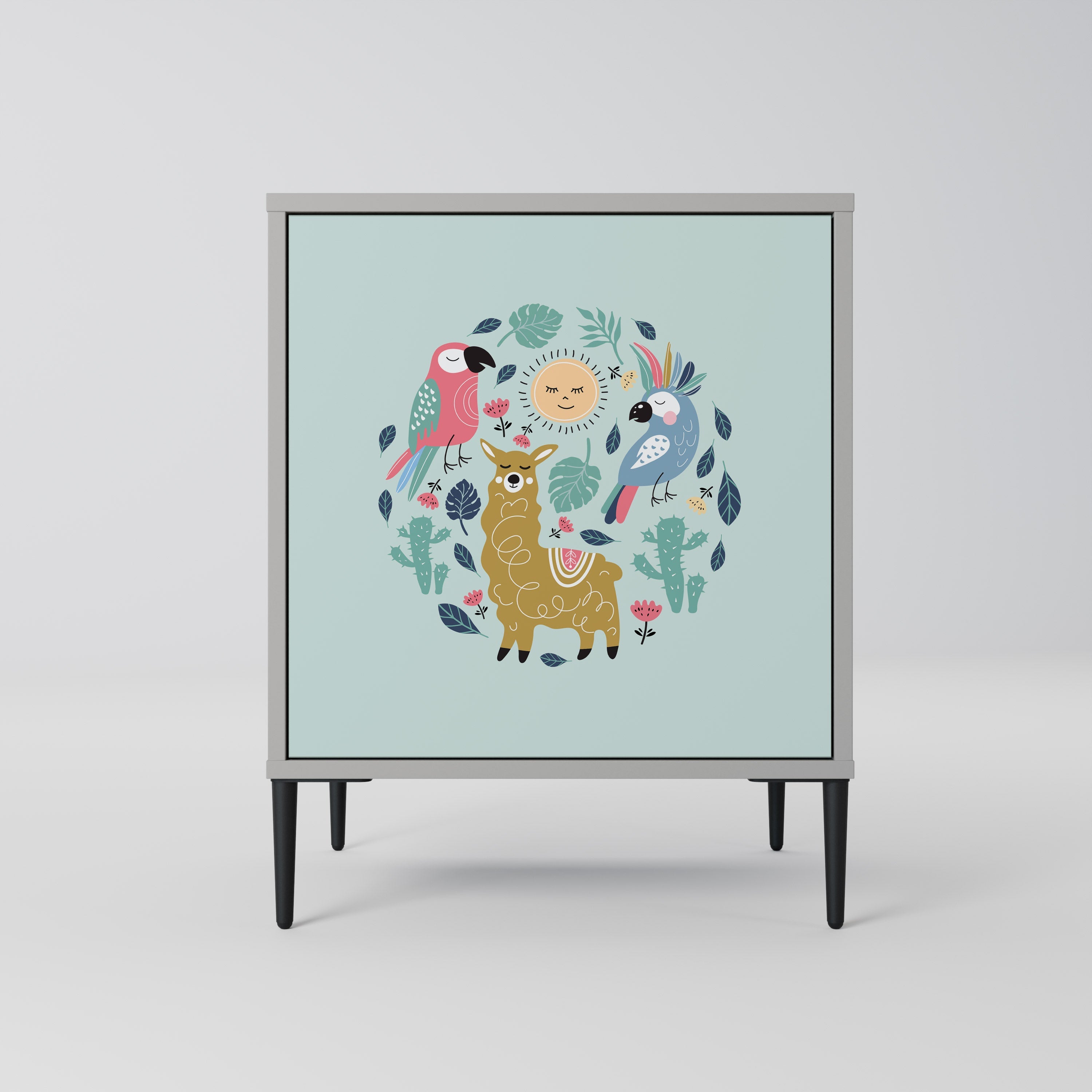 COLORFUL ALPACAS Aparador de 1 Porta em Acabamento Cinzento