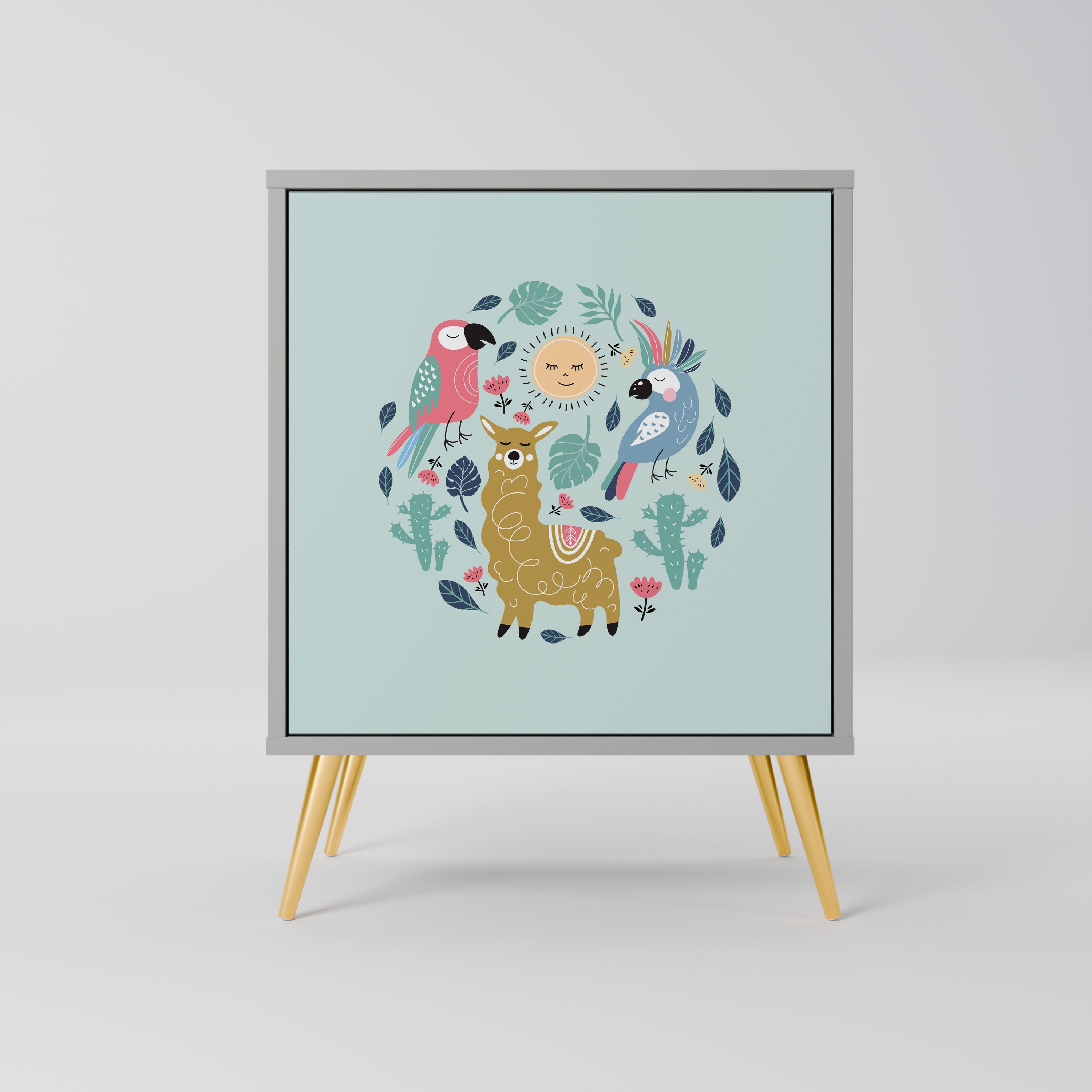 COLORFUL ALPACAS Aparador de 1 Porta em Acabamento Cinzento