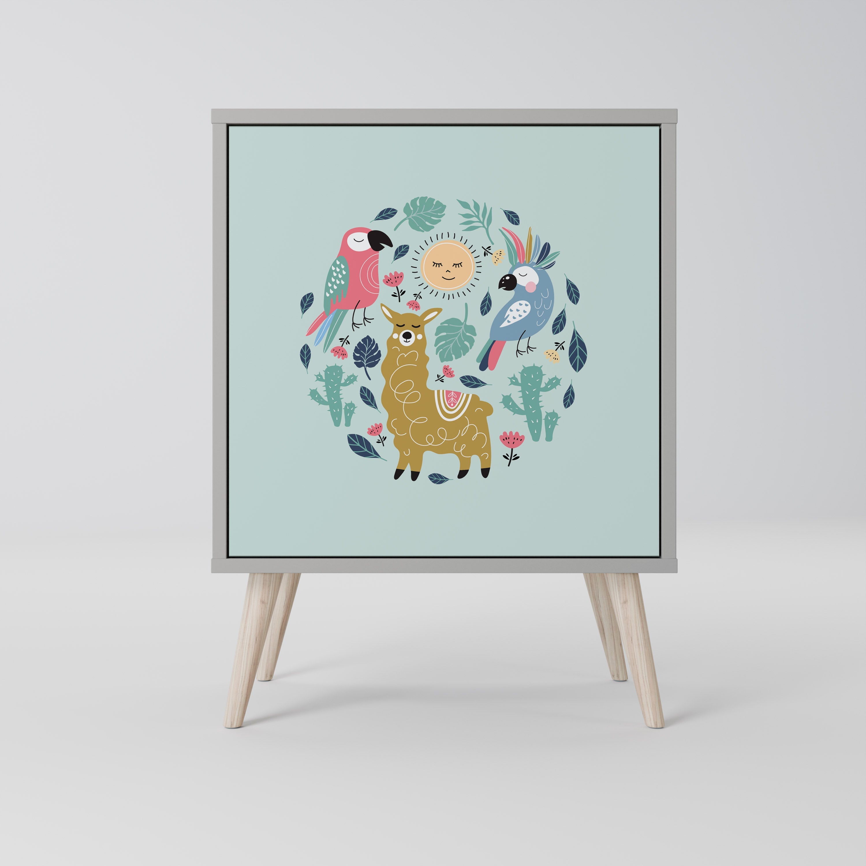 COLORFUL ALPACAS Aparador de 1 Porta em Acabamento Cinzento