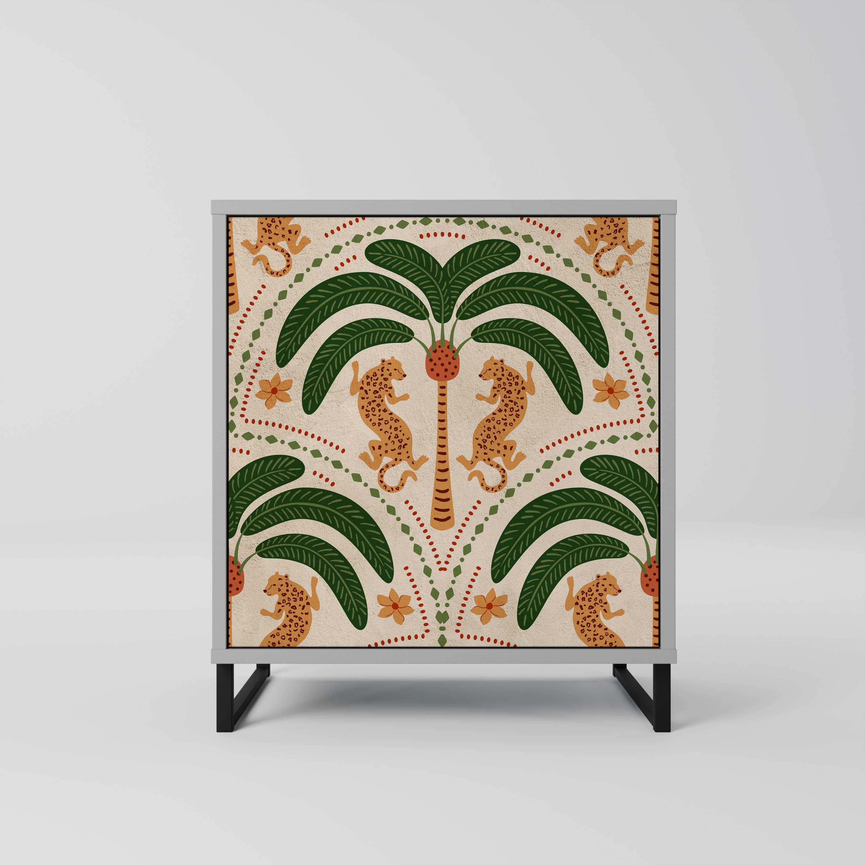 DANCING PREDATORS Aparador de 1 Porta em Acabamento Cinzento