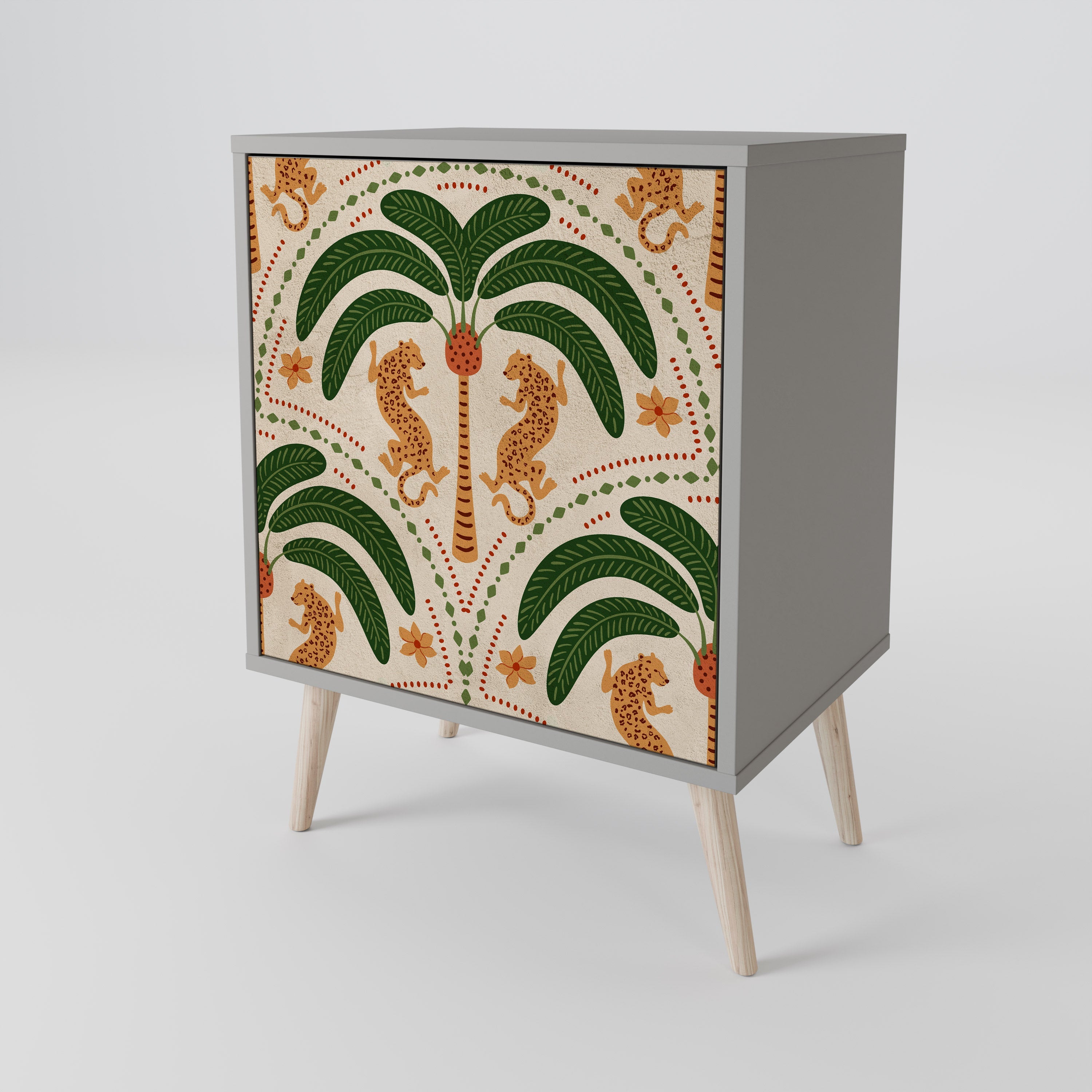 DANCING PREDATORS Aparador de 1 Porta em Acabamento Cinzento