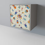 COLORFUL INSECTS Aparador de 1 Porta em Acabamento Cinzento