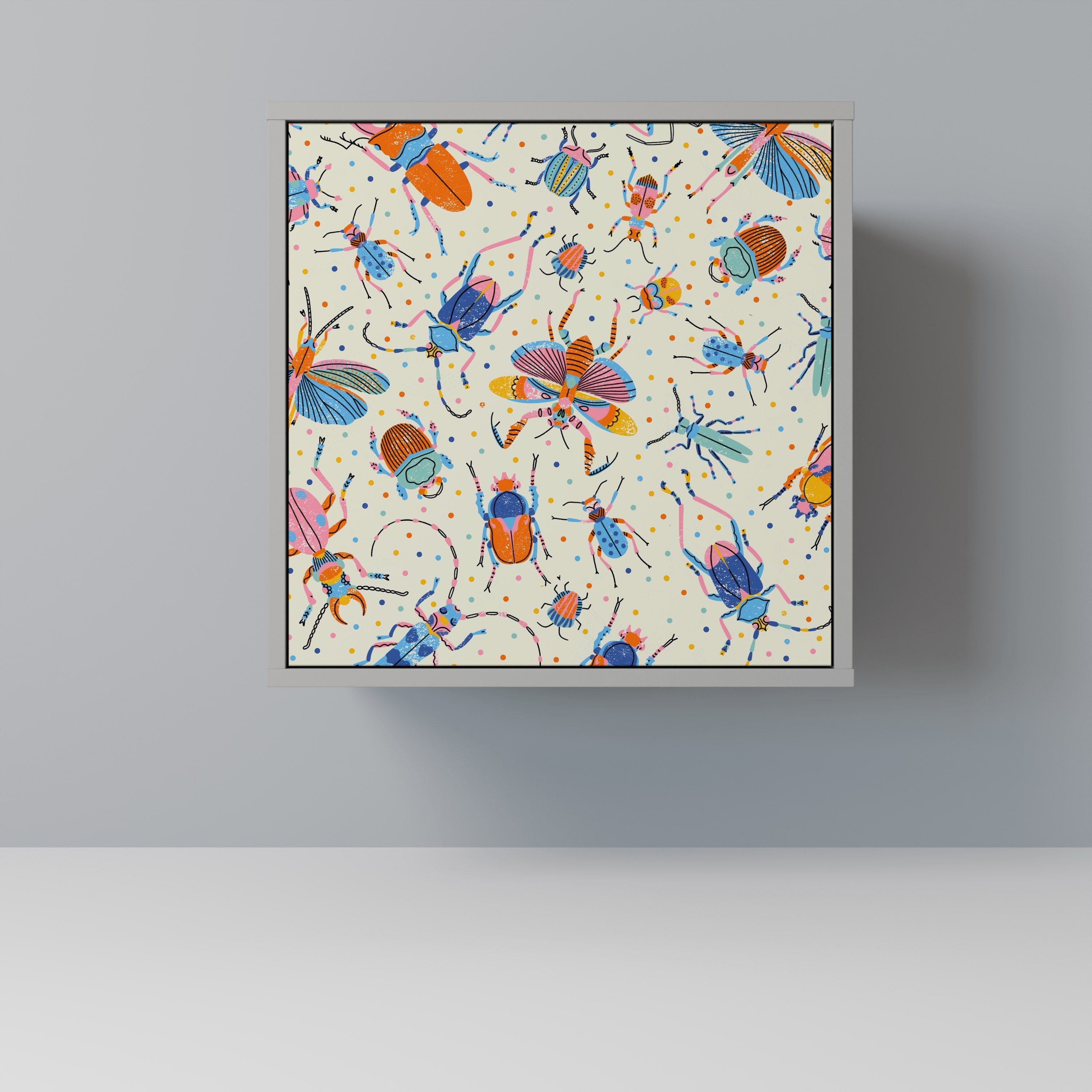 COLORFUL INSECTS Aparador de 1 Porta em Acabamento Cinzento