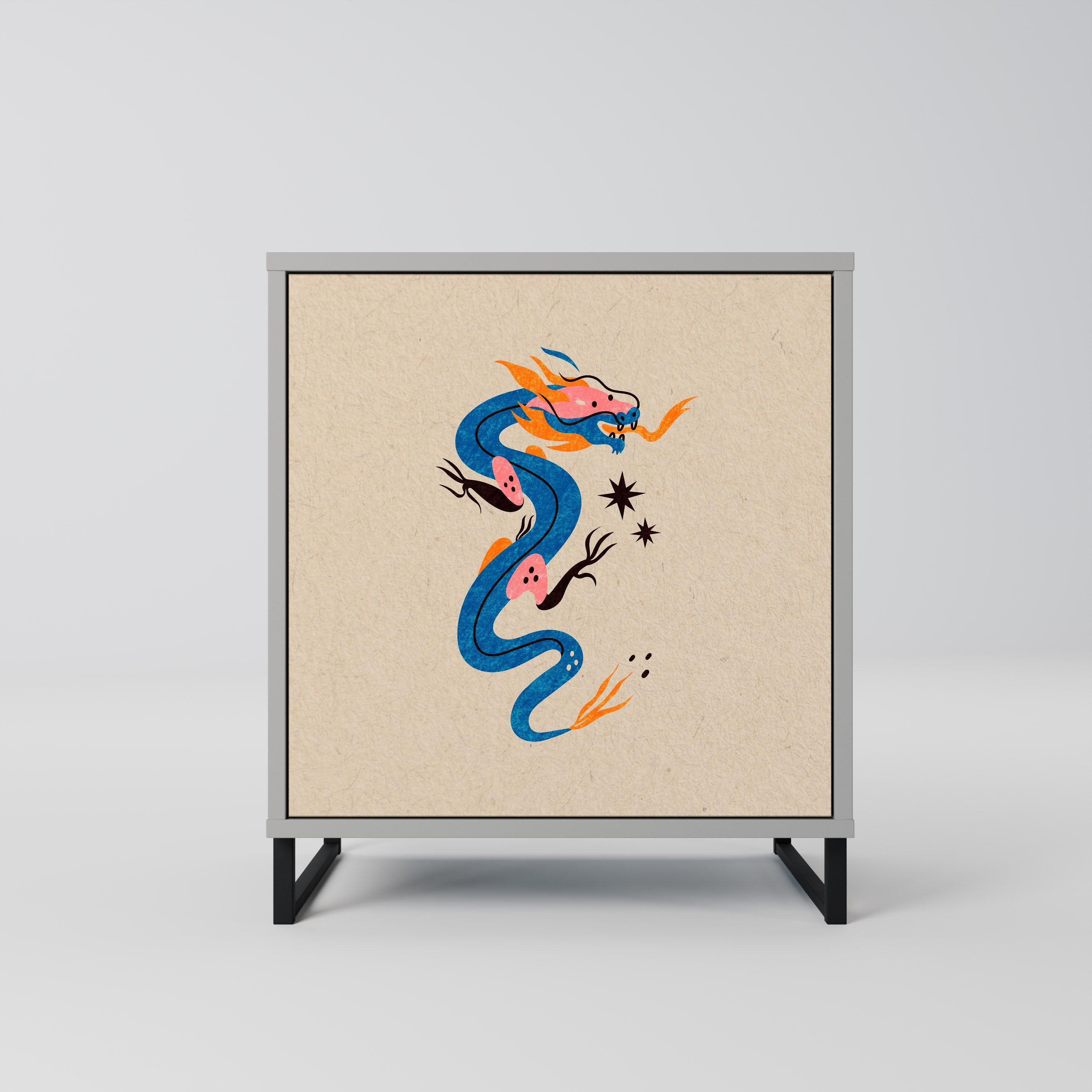 MYTHOLOGICAL CREATURES Aparador de 1 Porta em Acabamento Cinzento