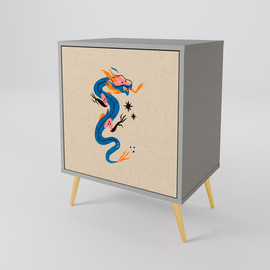 MYTHOLOGICAL CREATURES Aparador de 1 Porta em Acabamento Cinzento