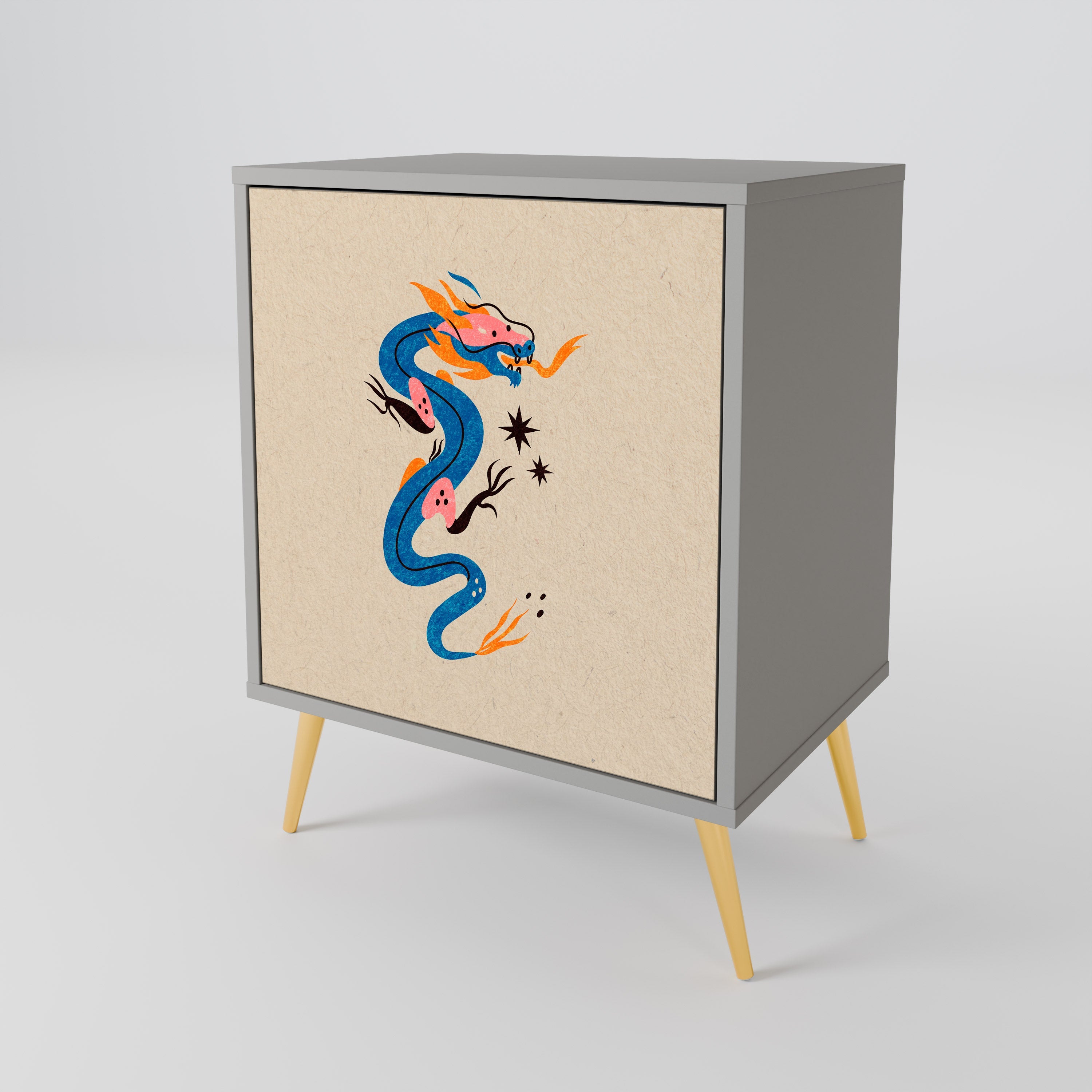 MYTHOLOGICAL CREATURES Aparador de 1 Porta em Acabamento Cinzento