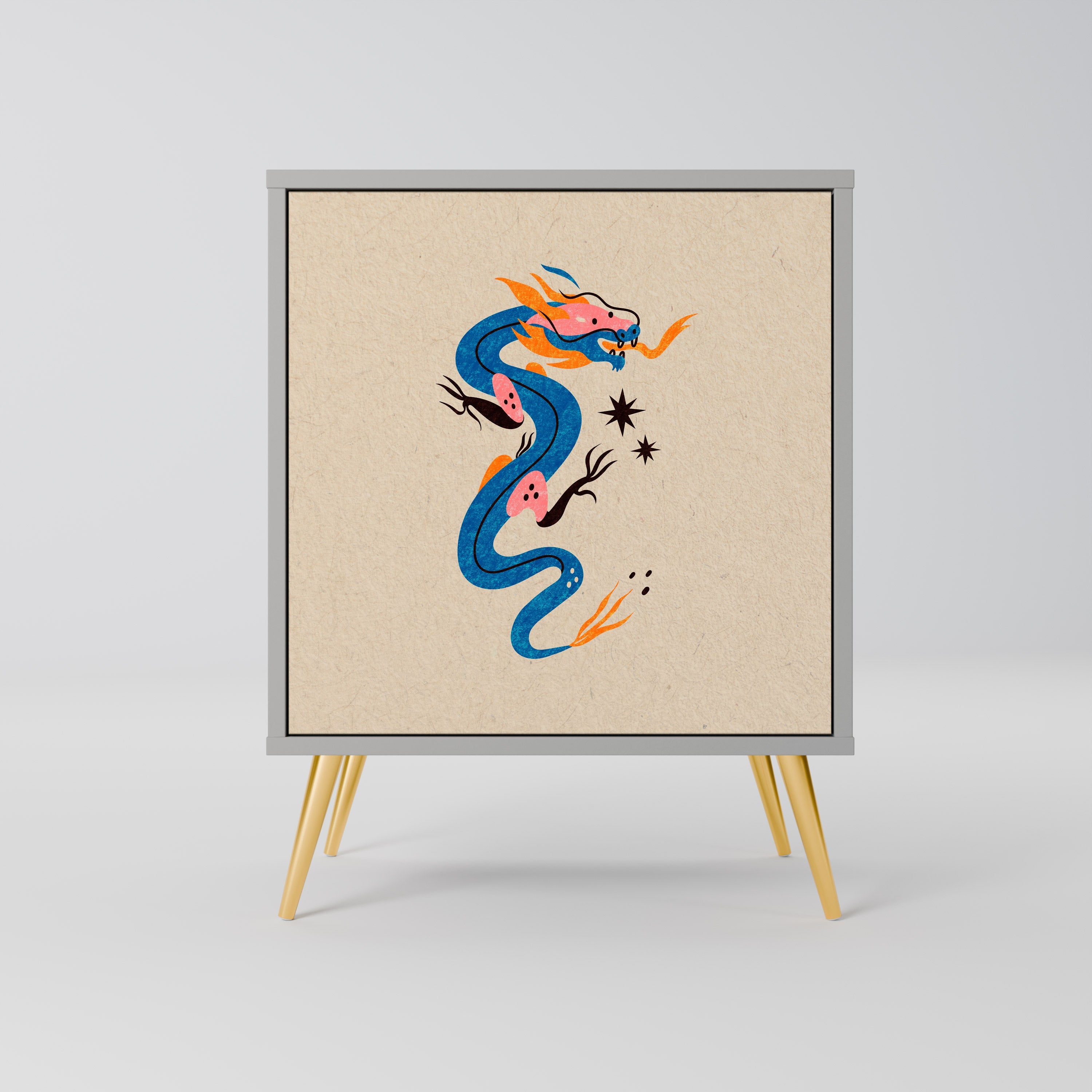 MYTHOLOGICAL CREATURES Aparador de 1 Porta em Acabamento Cinzento