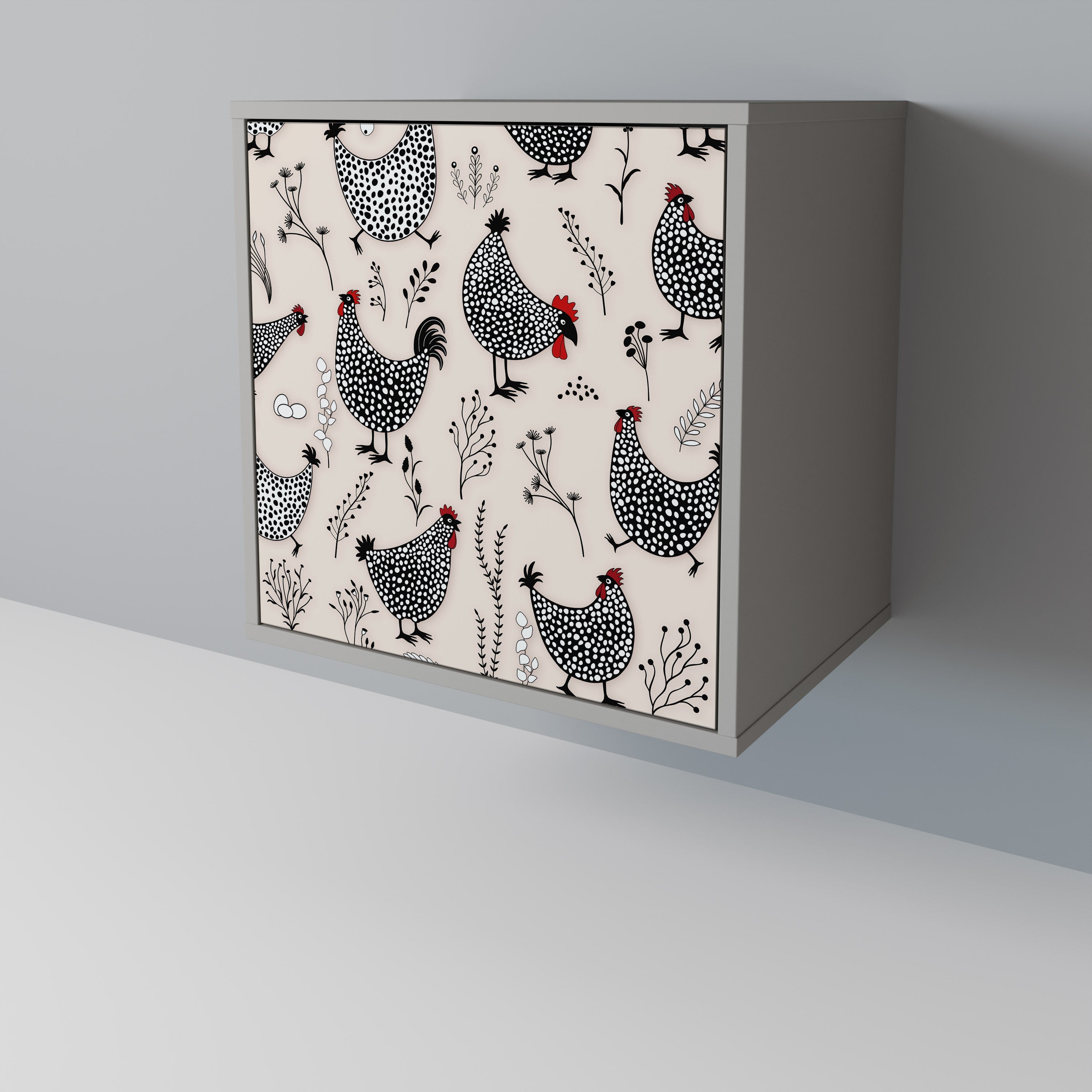 HAPPY HENS Aparador de 1 Porta em Acabamento Cinzento