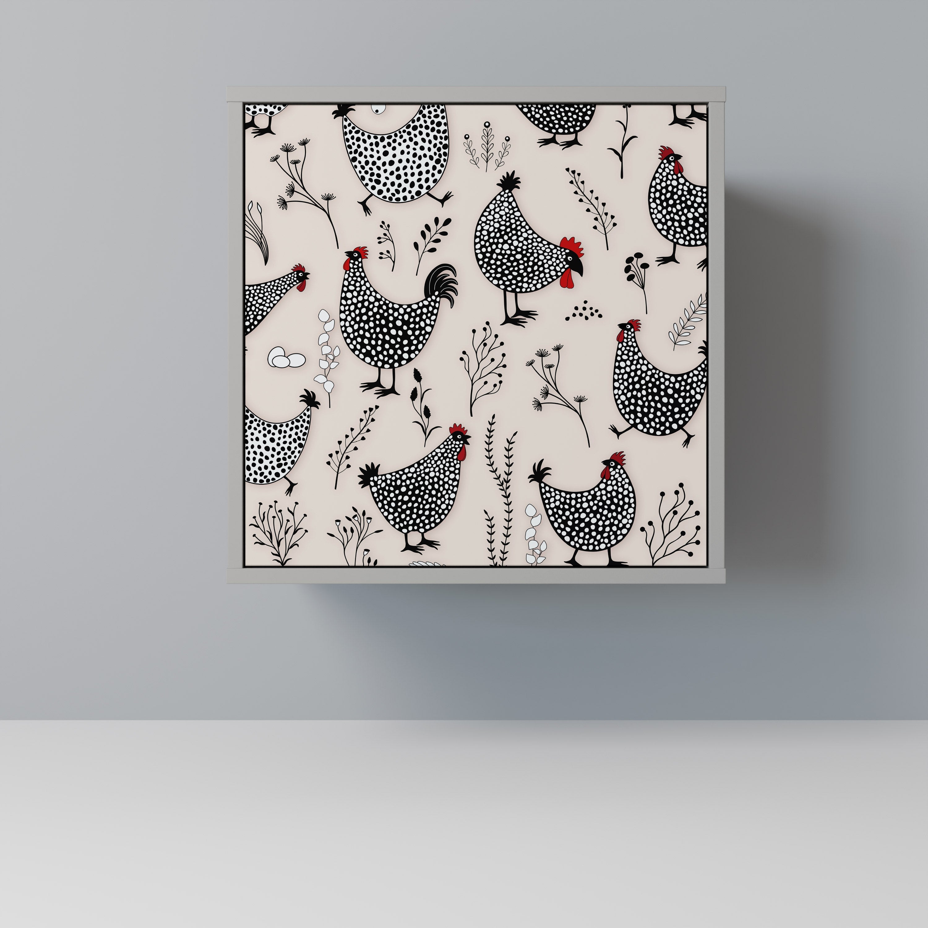 HAPPY HENS Aparador de 1 Porta em Acabamento Cinzento