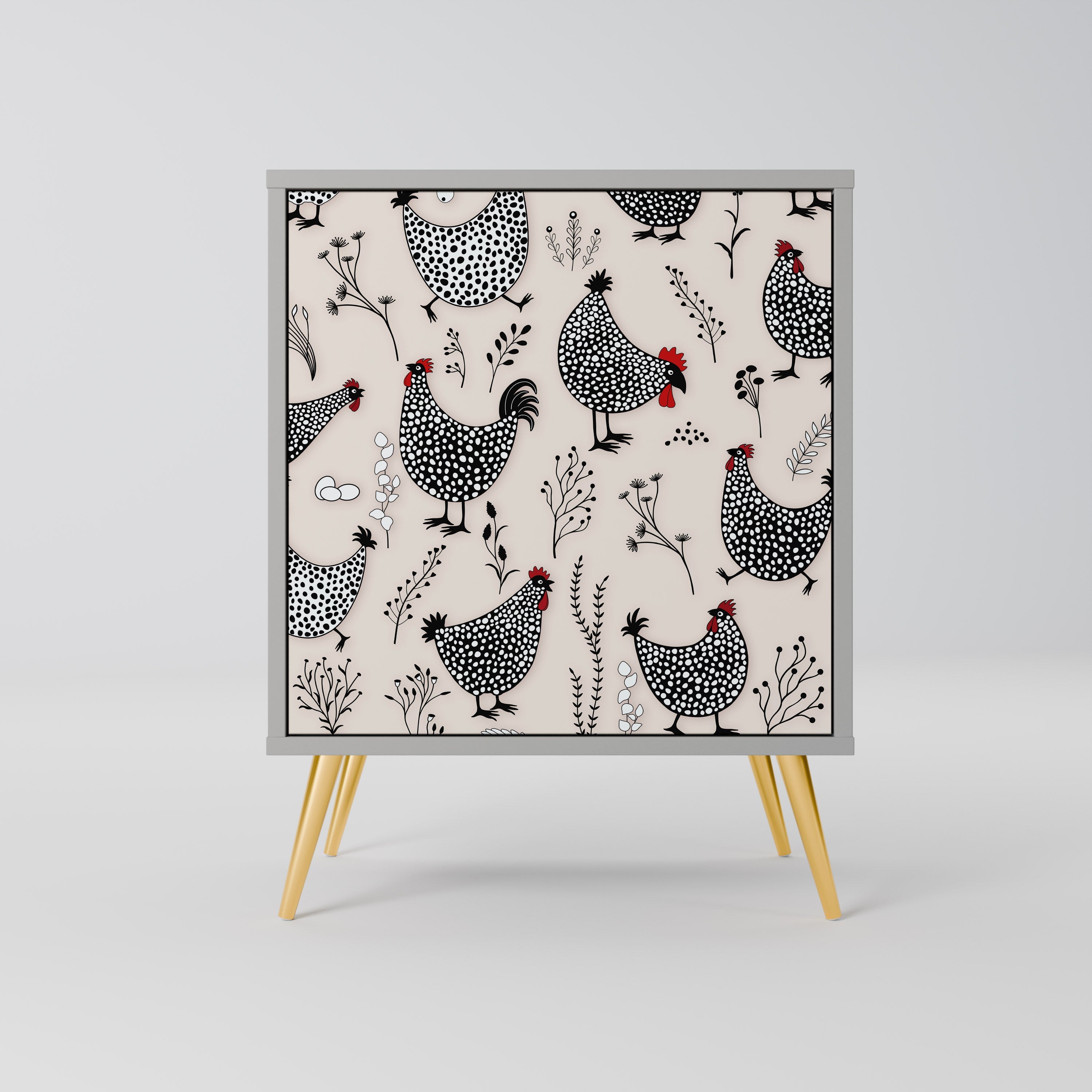 HAPPY HENS Aparador de 1 Porta em Acabamento Cinzento