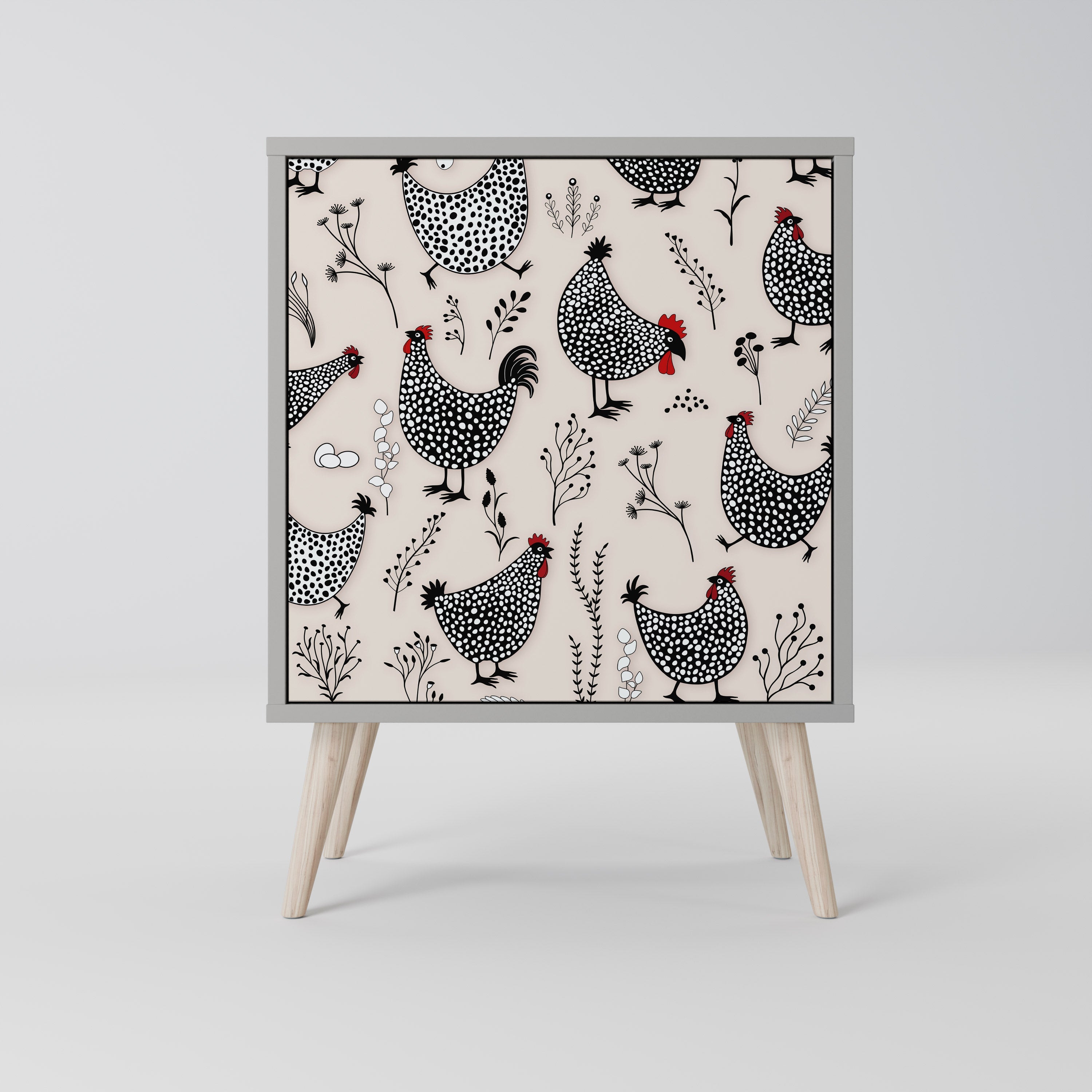 HAPPY HENS Aparador de 1 Porta em Acabamento Cinzento