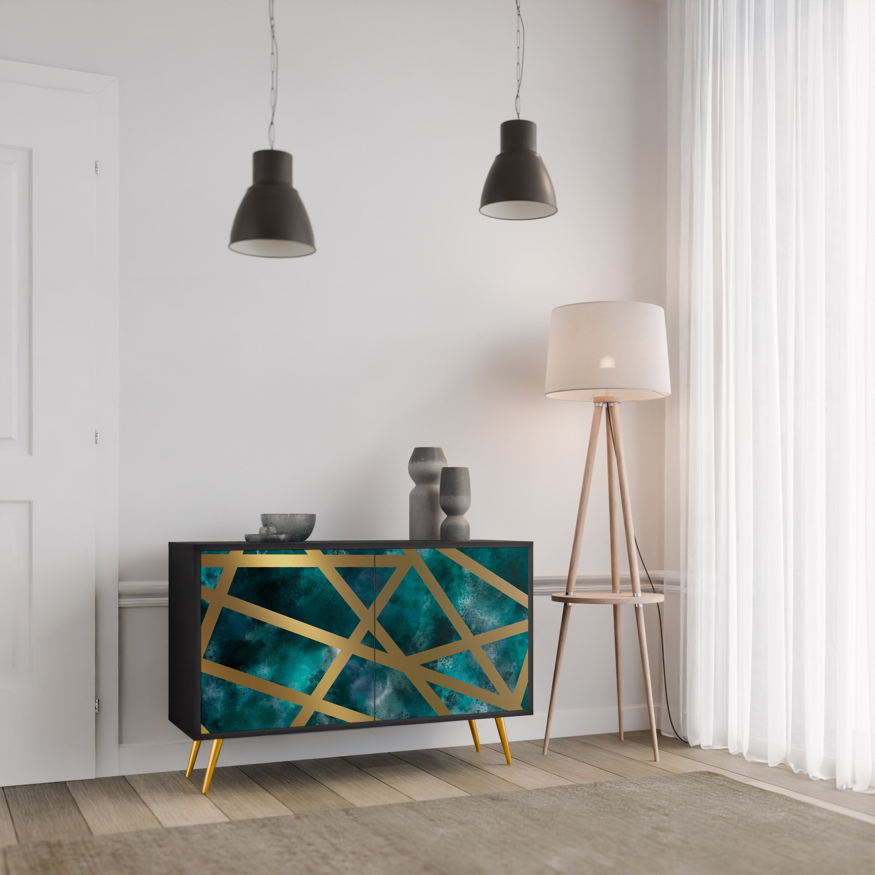 THE LABYRINTH OF GOLD Aparador de 2 Portas em Acabamento Preto