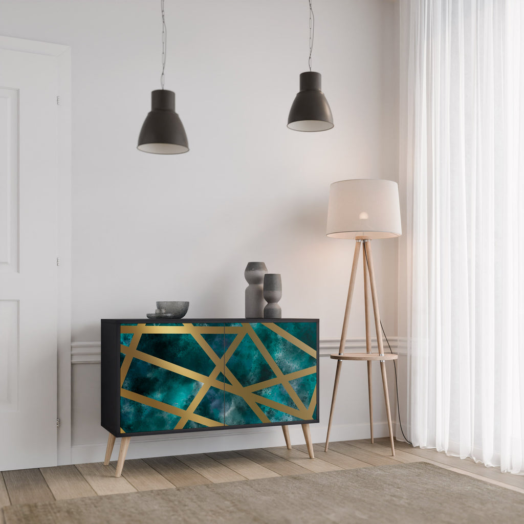 THE LABYRINTH OF GOLD Aparador de 2 Portas em Acabamento Preto