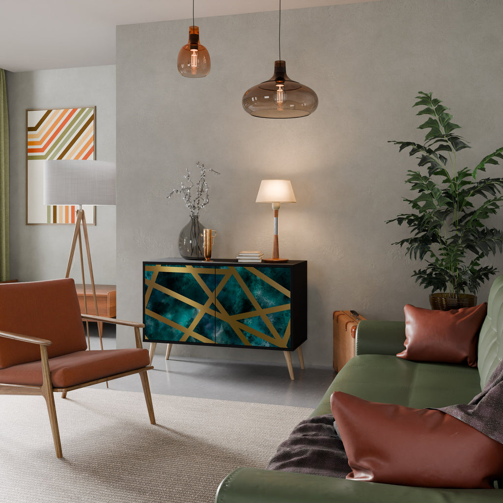 THE LABYRINTH OF GOLD Aparador de 2 Portas em Acabamento Preto