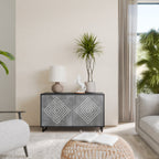 POLYGONAL ARTISTRY Aparador de 2 Portas em Acabamento Preto