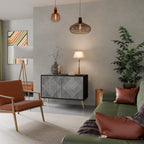 POLYGONAL ARTISTRY Aparador de 2 Portas em Acabamento Preto