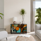 GEODE GLIMMER Aparador de 2 Portas em Acabamento Preto