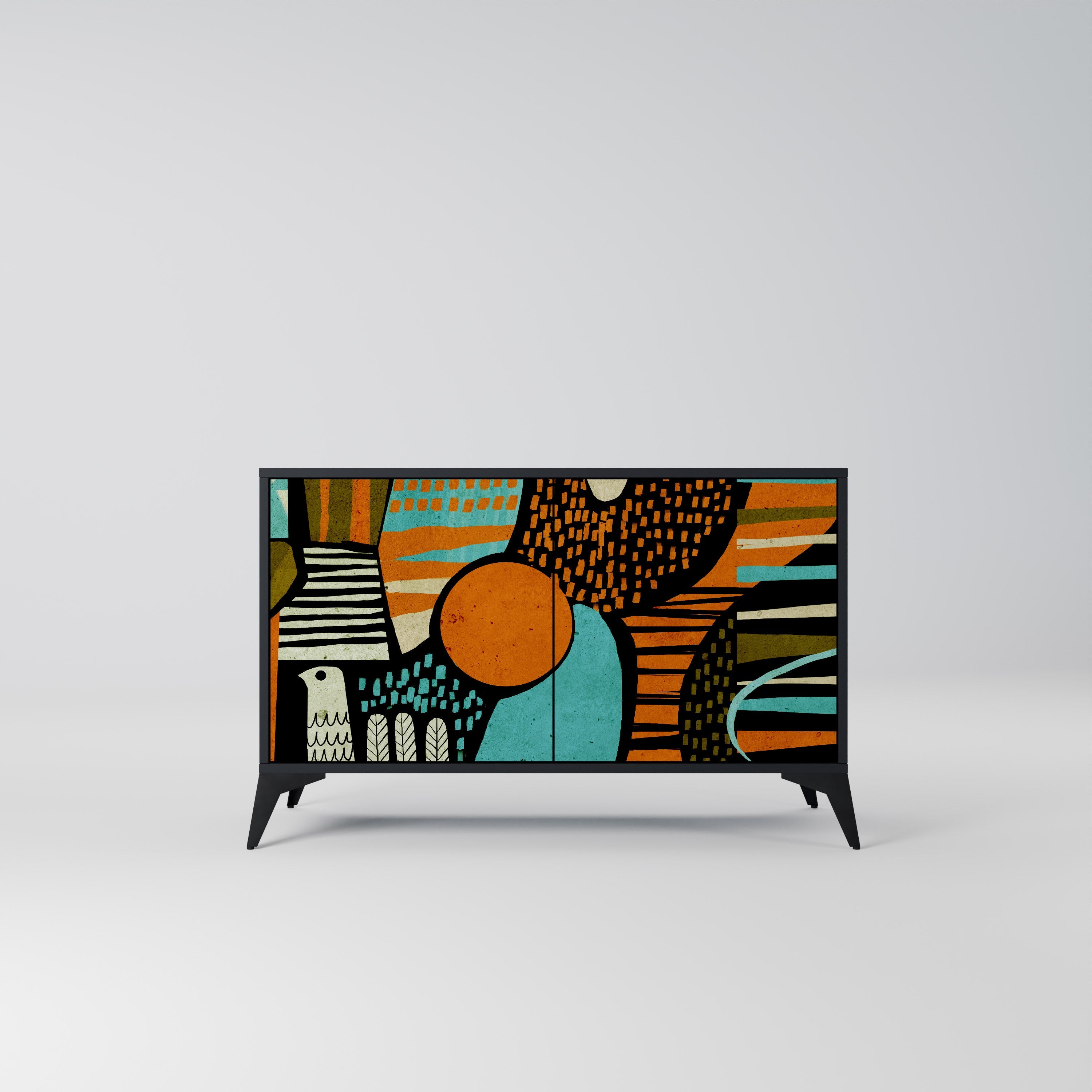 GEODE GLIMMER Aparador de 2 Portas em Acabamento Preto