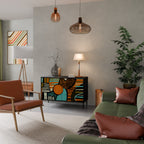 GEODE GLIMMER Aparador de 2 Portas em Acabamento Preto