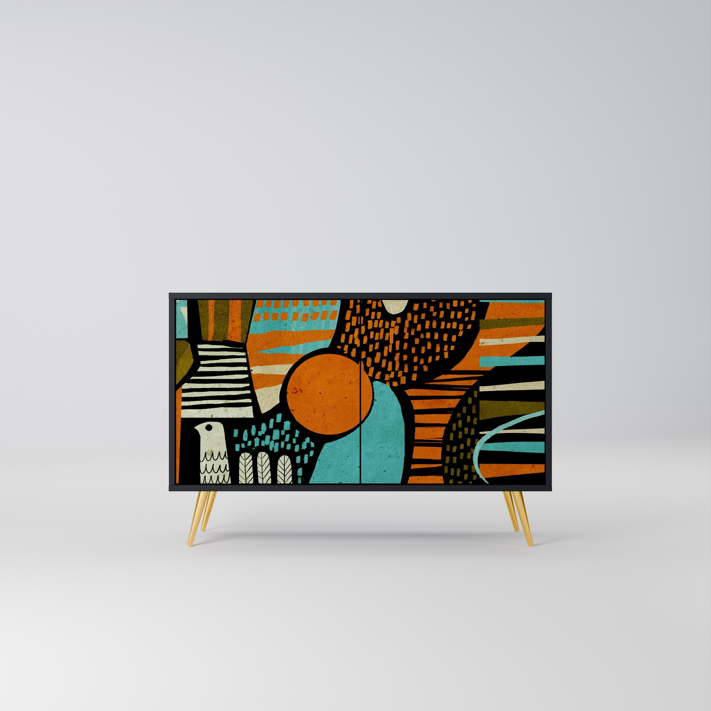 GEODE GLIMMER Aparador de 2 Portas em Acabamento Preto