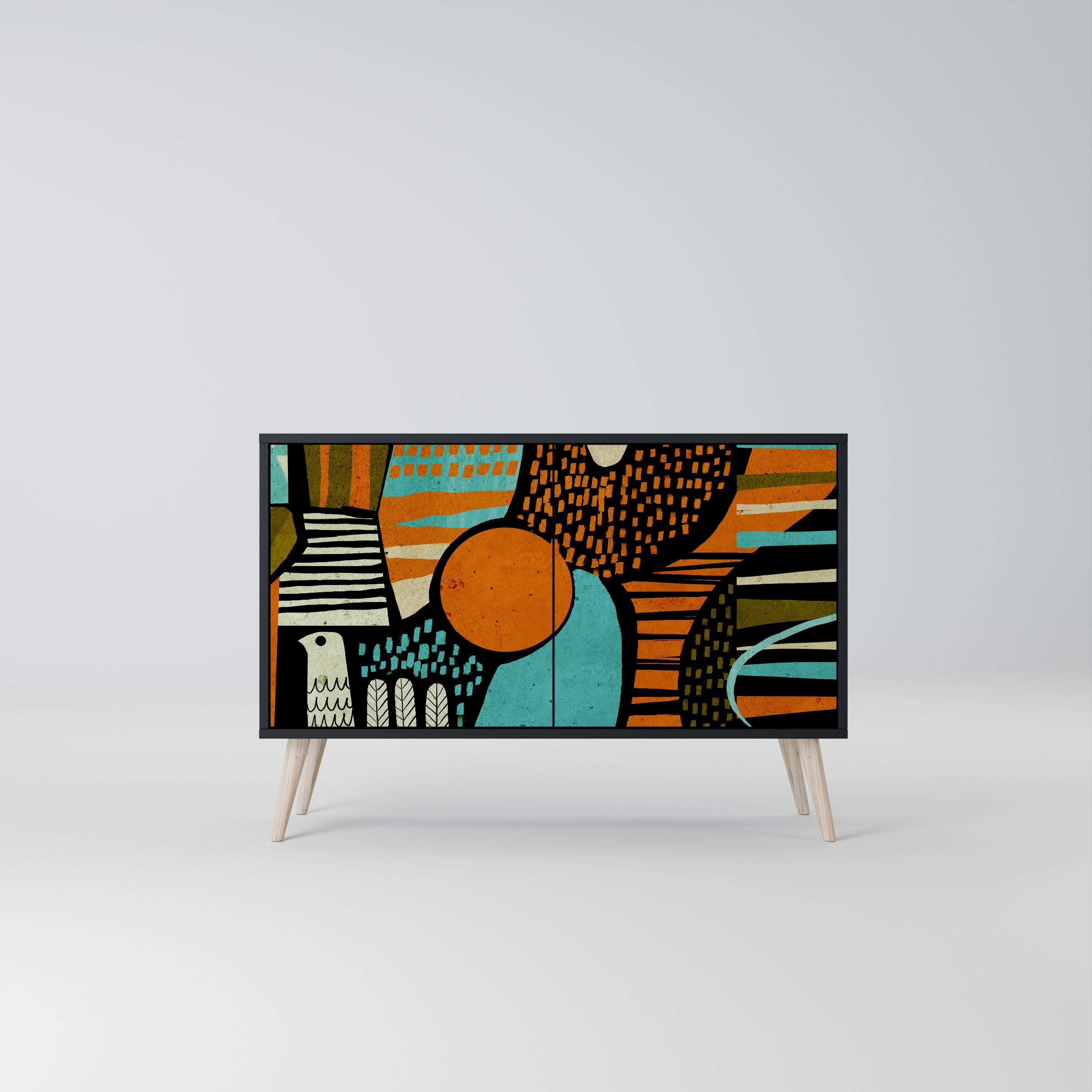 GEODE GLIMMER Aparador de 2 Portas em Acabamento Preto