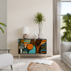 GEODE GLIMMER Aparador de 2 Portas em Acabamento Preto