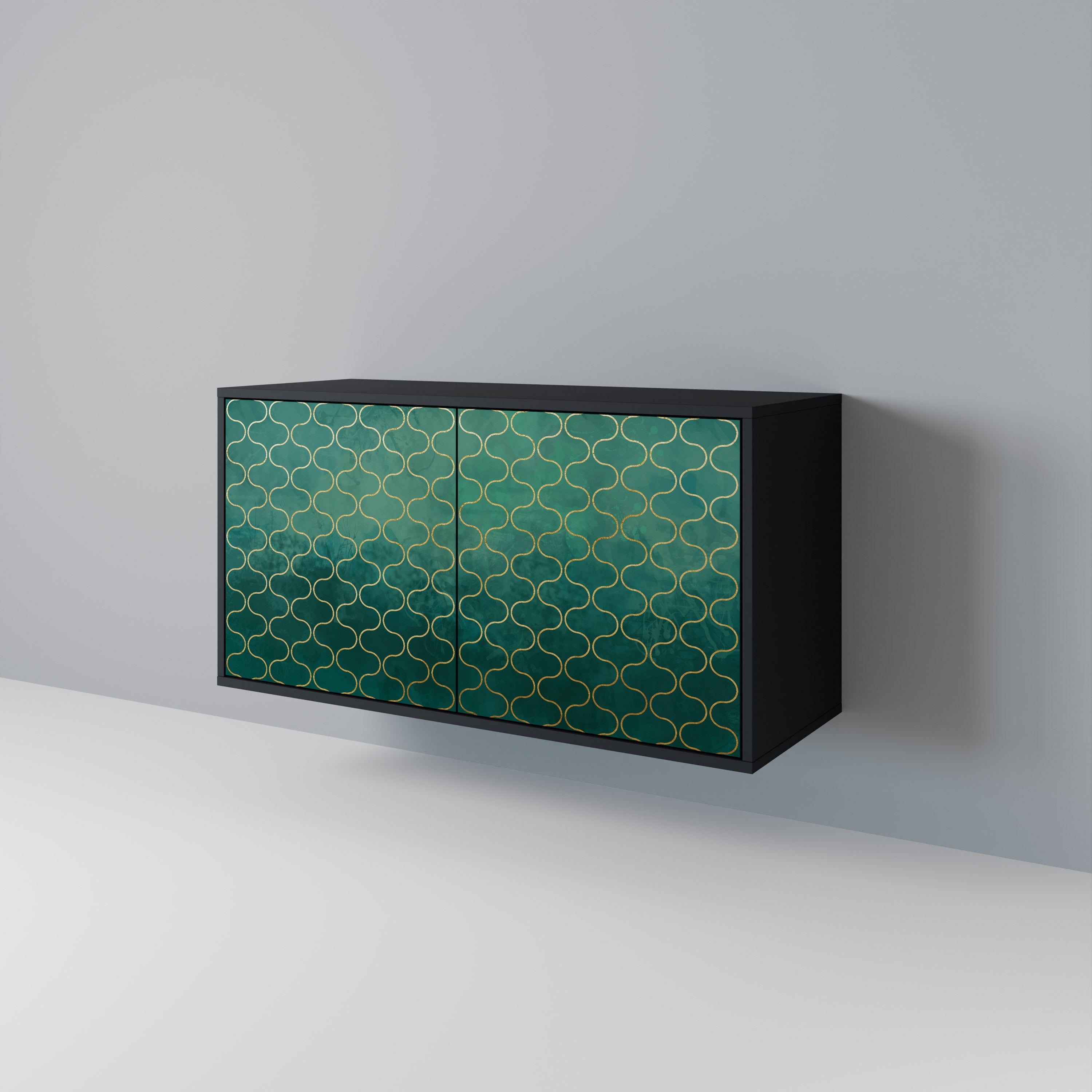 TESSELATED GREENERY Aparador de 2 Portas em Acabamento Preto