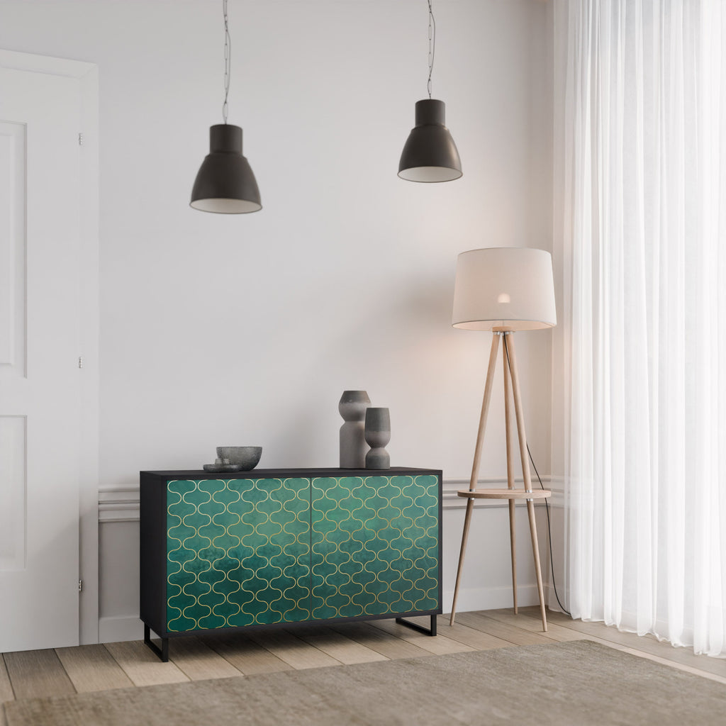 TESSELATED GREENERY Aparador de 2 Portas em Acabamento Preto