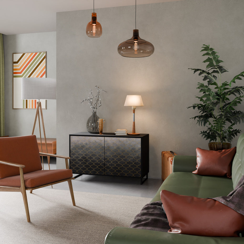 TESSELATED GRAYISH Aparador de 2 Portas em Acabamento Preto