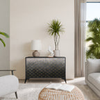 TESSELATED GRAYISH Aparador de 2 Portas em Acabamento Preto