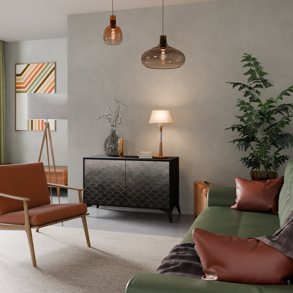 TESSELATED GRAYISH Aparador de 2 Portas em Acabamento Preto