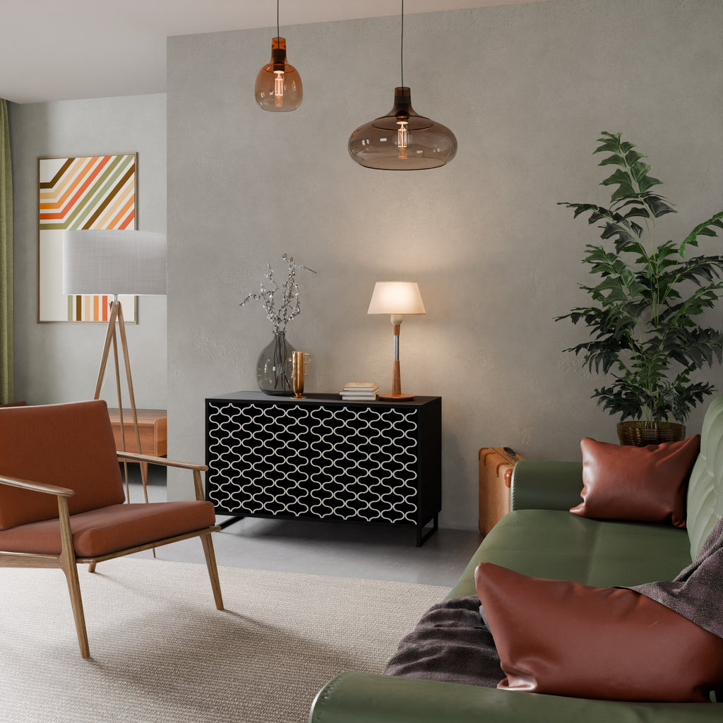 TESSELATED BLACKNESS Aparador de 2 Portas em Acabamento Preto